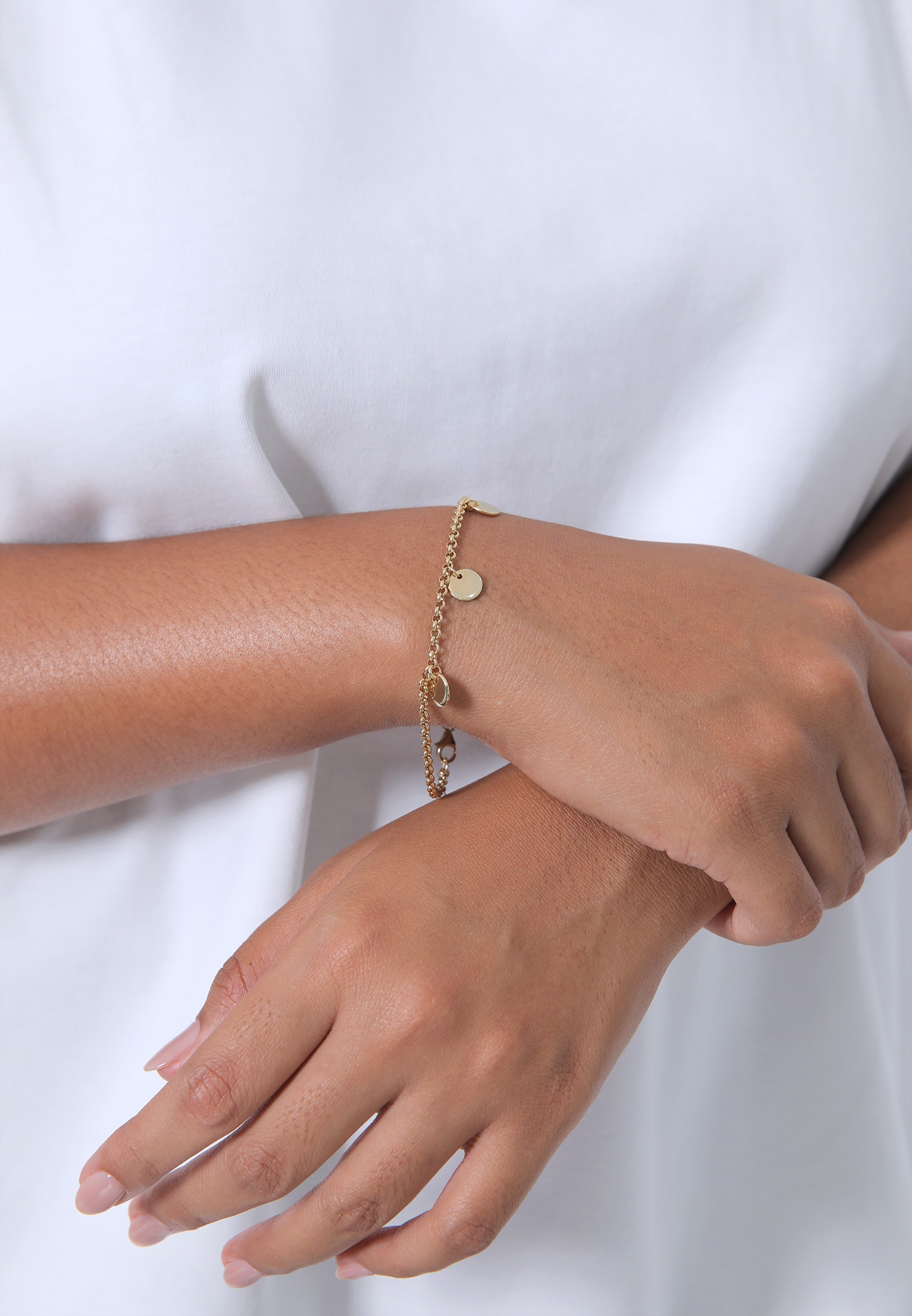 Elli Armkette »Armband Plättchen Coin Münze 925 Silber«