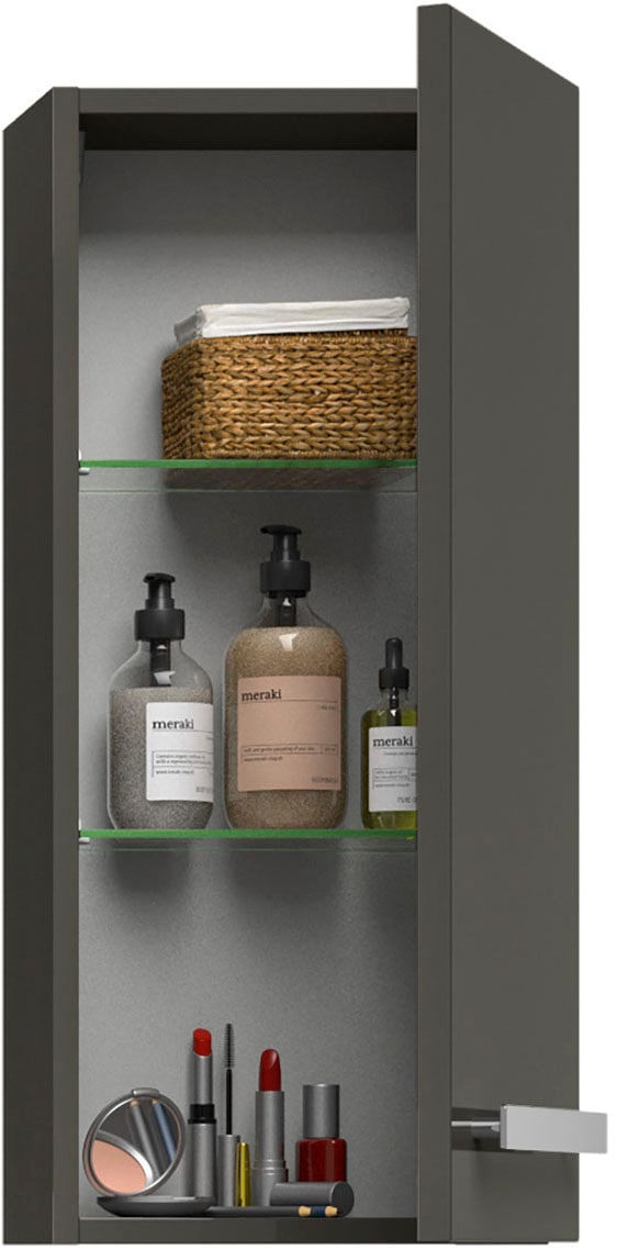 Saphir Badmöbel-Set »Serie 4005, vormontiert, Glaswaschbecken, Spiegelschrank«, (Set, 6 St.), Badezimmer-Set mit Unterschrank, Hängeschrank, Hochschrank, Türdämpfer