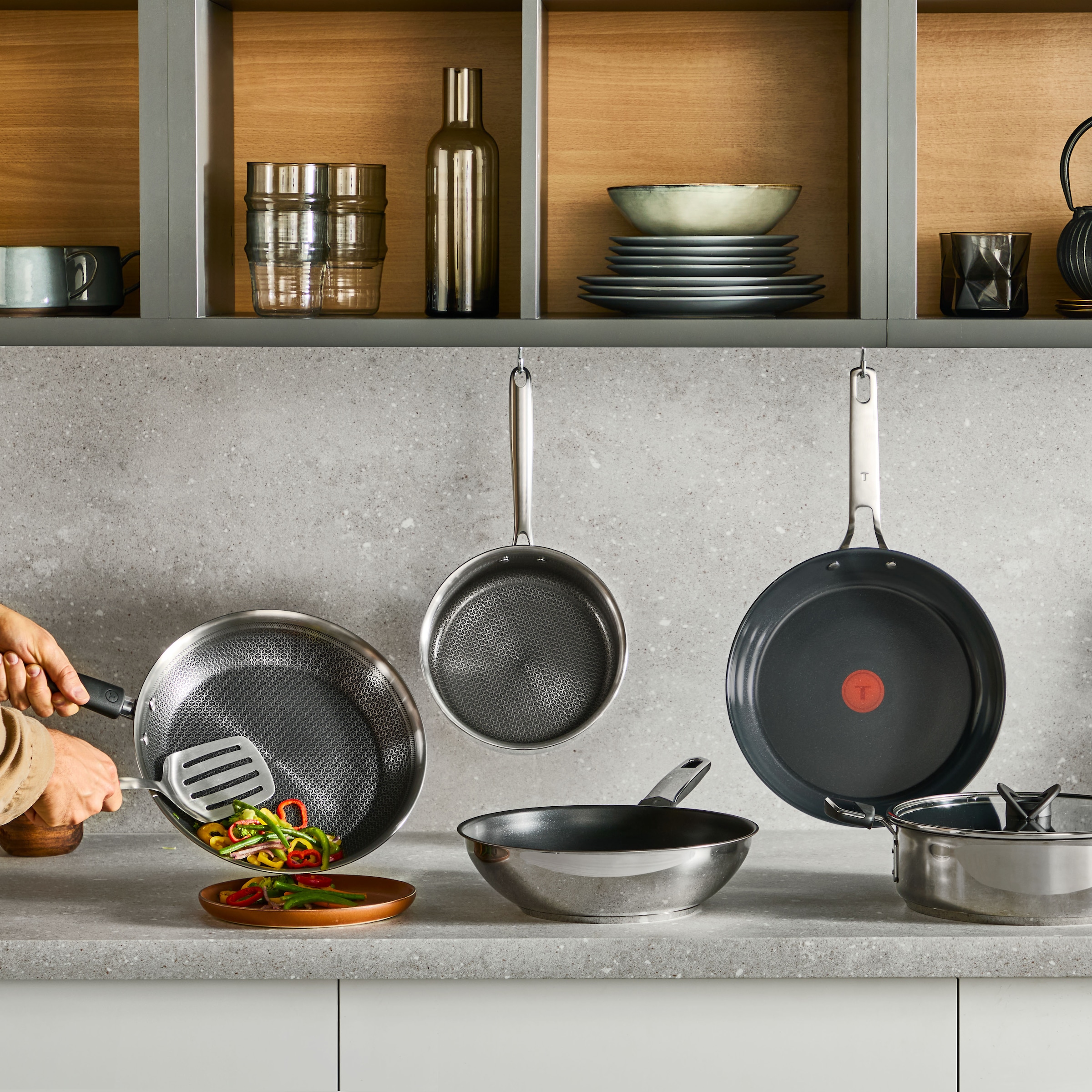 Tefal Pfannen-Set »Emotion+« Edelstahl Set, je 1 Pfanne 24/28 cm, 2 tlg. Premium Edelstahl, Induktion, spülmaschinenfest, hochglanzpoliert