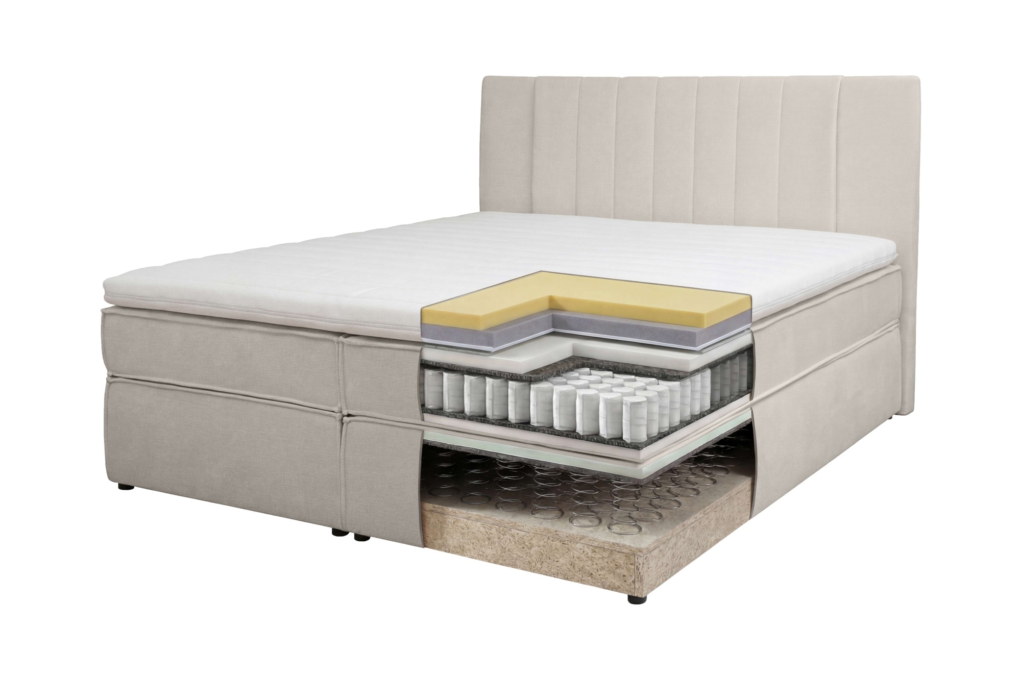 Home affaire Boxspringbett »Bellissimo, Doppelbett, Polsterbett, Federkernbett, Komforbett« inkl. 9cm Topper, 5-Zonen-Taschen-Federkernmatratze, Härtegrad 3