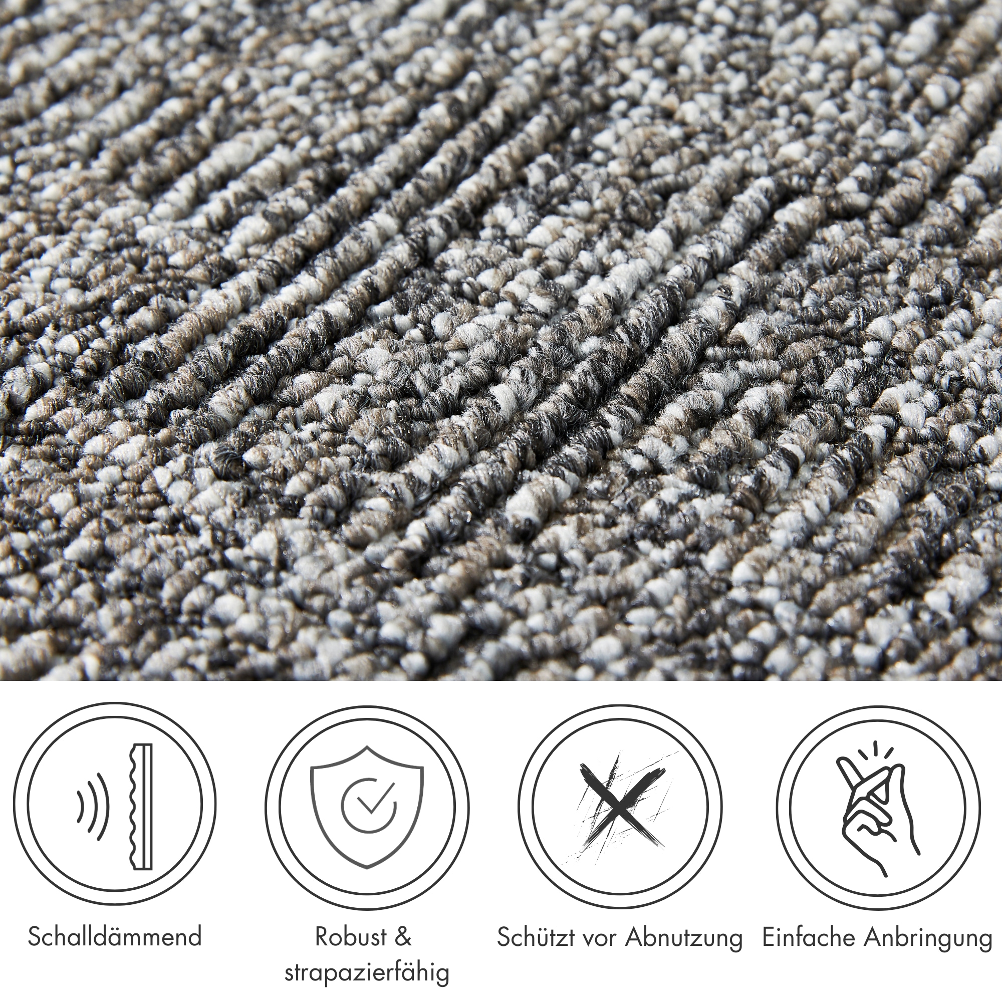 Andiamo Stufenmatte »Leo, Made in Poland« halbrund 6 mm Höhe grobe melierte Schlinge, selbstklebend, 15 Stück in einem Set