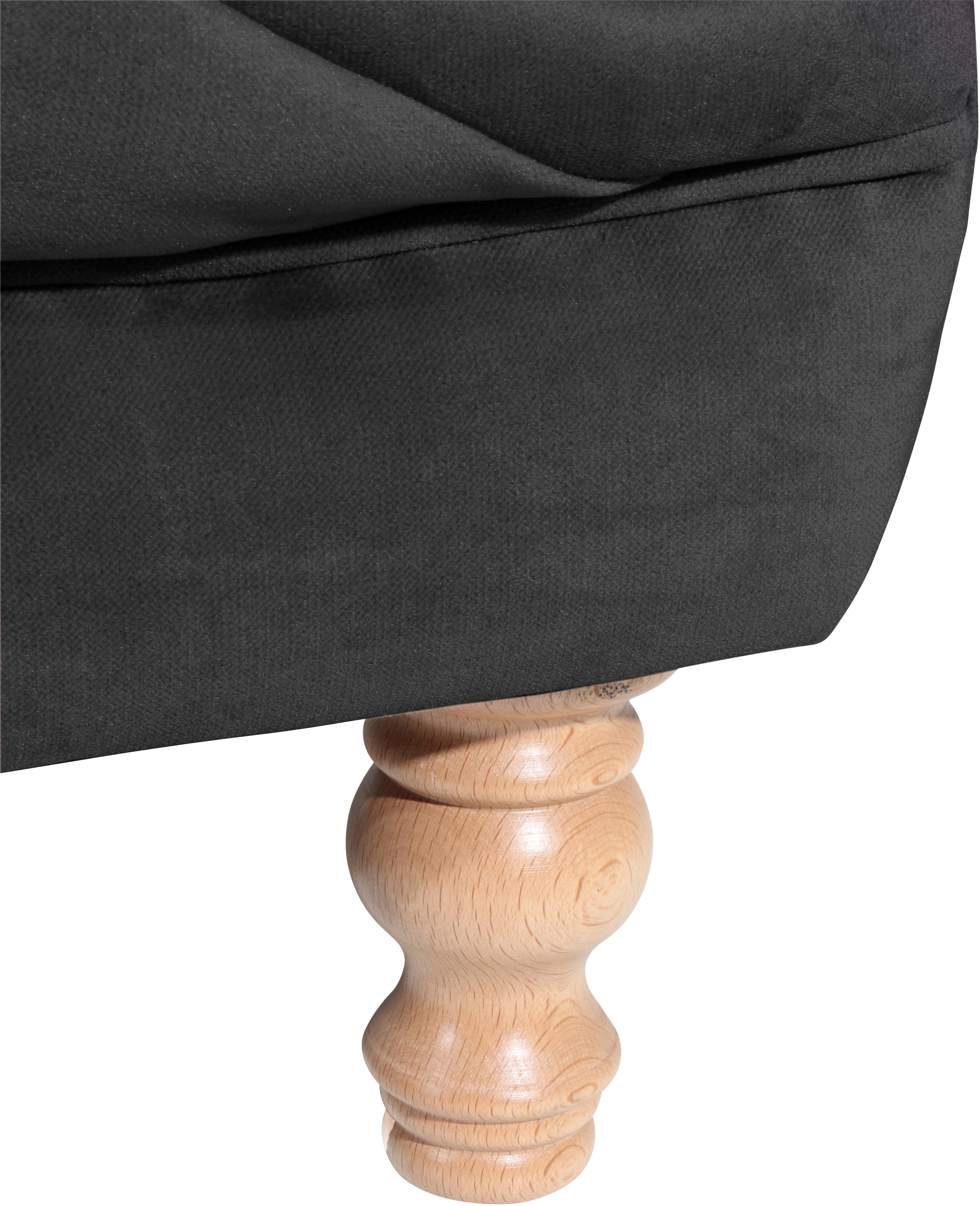 Max Winzer® Chesterfield-Sofa »Isabelle«, mit Knopfheftung & gedrechselten Füßen in Buche natur, Breite 260 cm