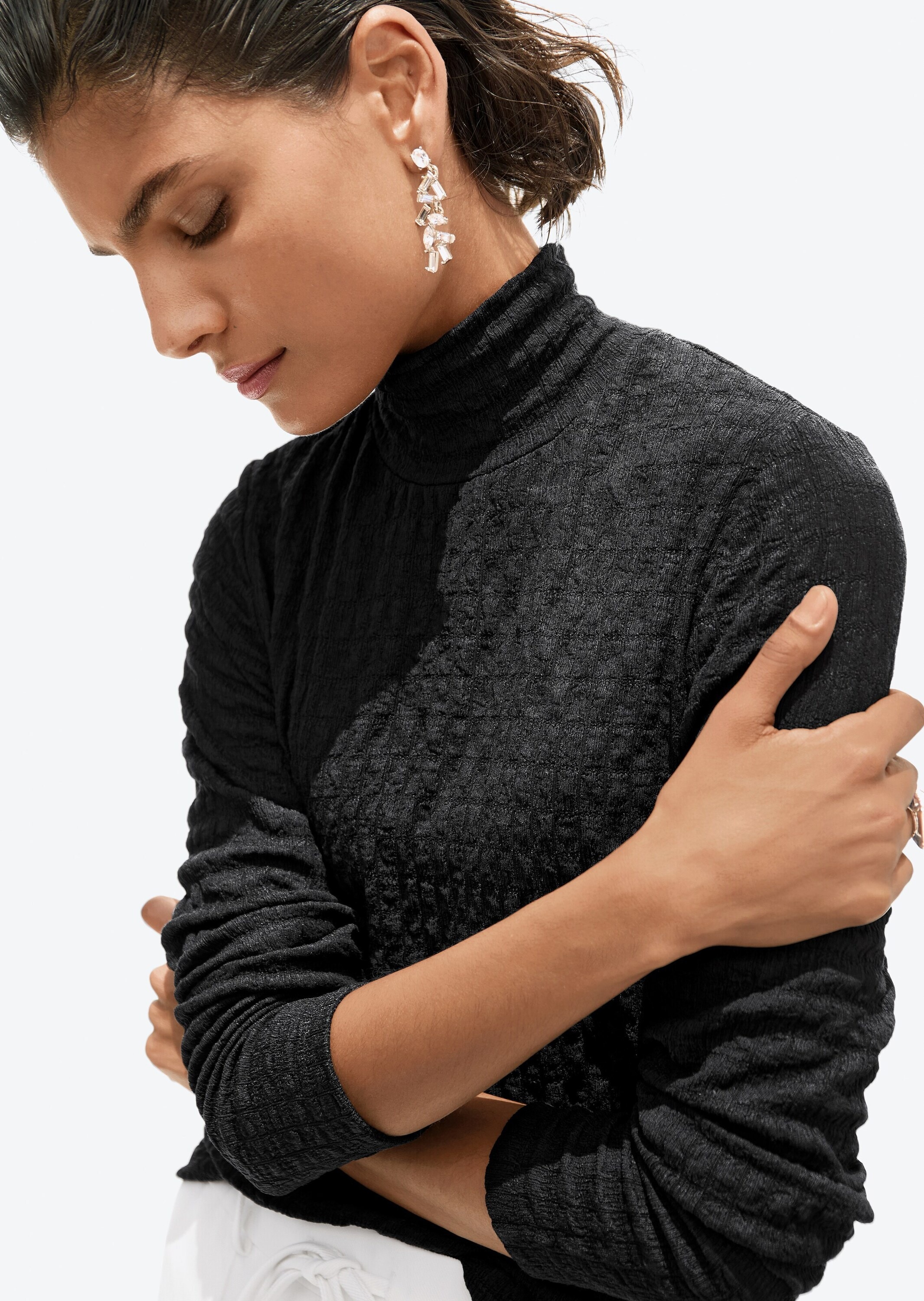 MADELEINE Langarmshirt »Jerseybluse Elegantes Oberteil mit Stehkragen«