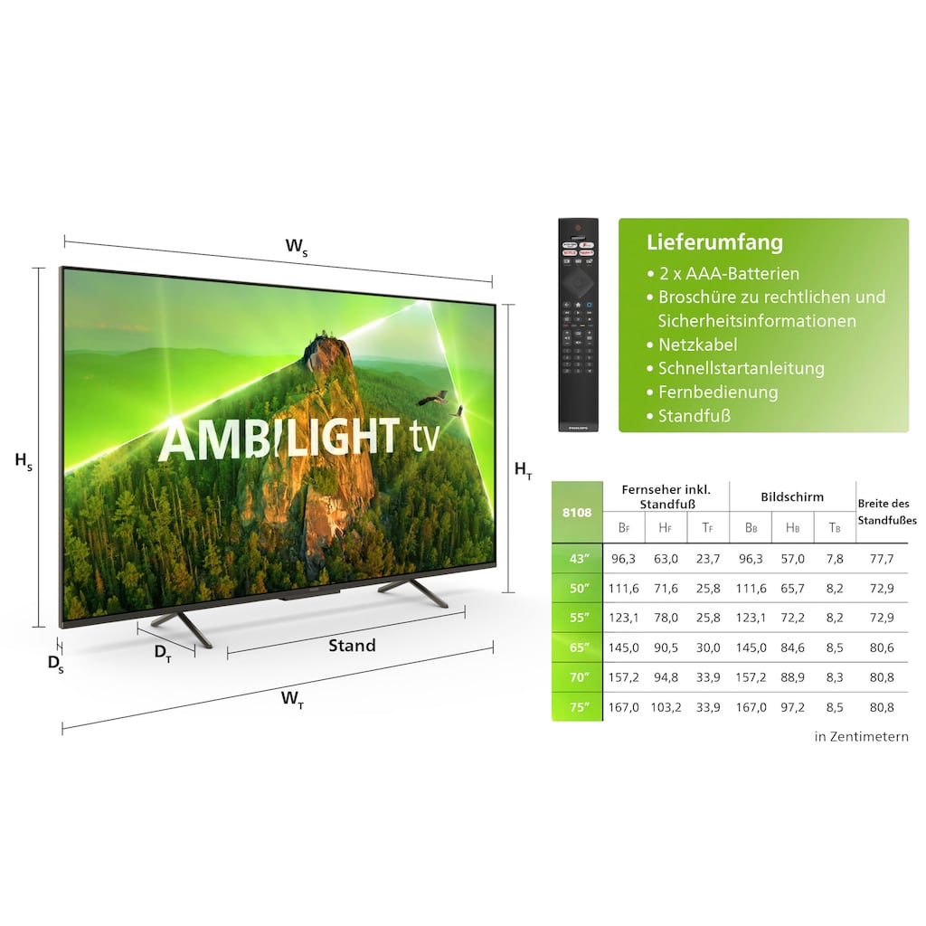 Philips LED-Fernseher »70PUS8108/12«, 177 cm/70 Zoll, 4K Ultra HD, Smart-TV