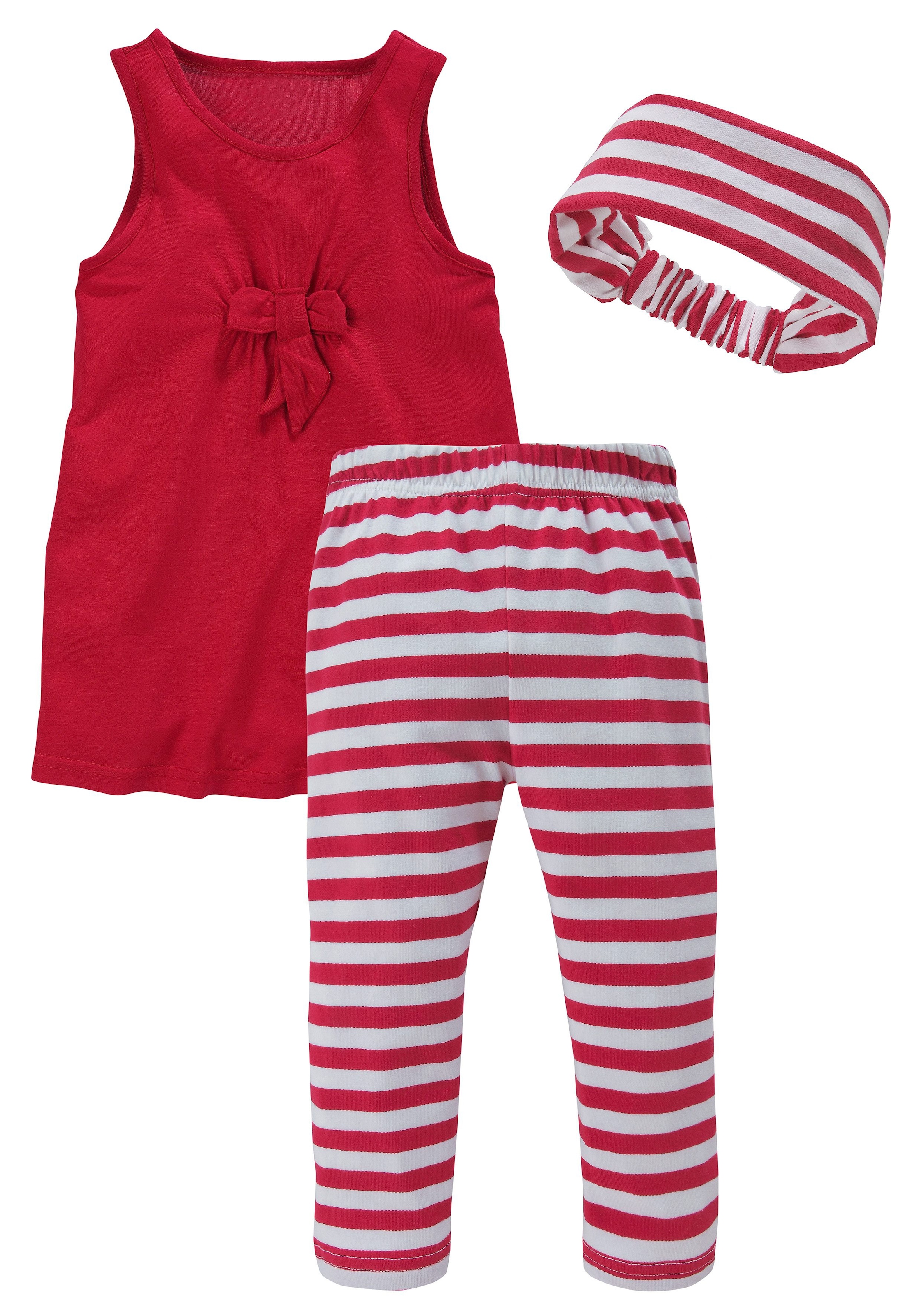 KIDSWORLD Kleid, Leggings & Haarband »3tlg. Set: Kleid, Capri und Haarband geringelt« Set, 3, 3 Capri und Haarband maritim geringelt