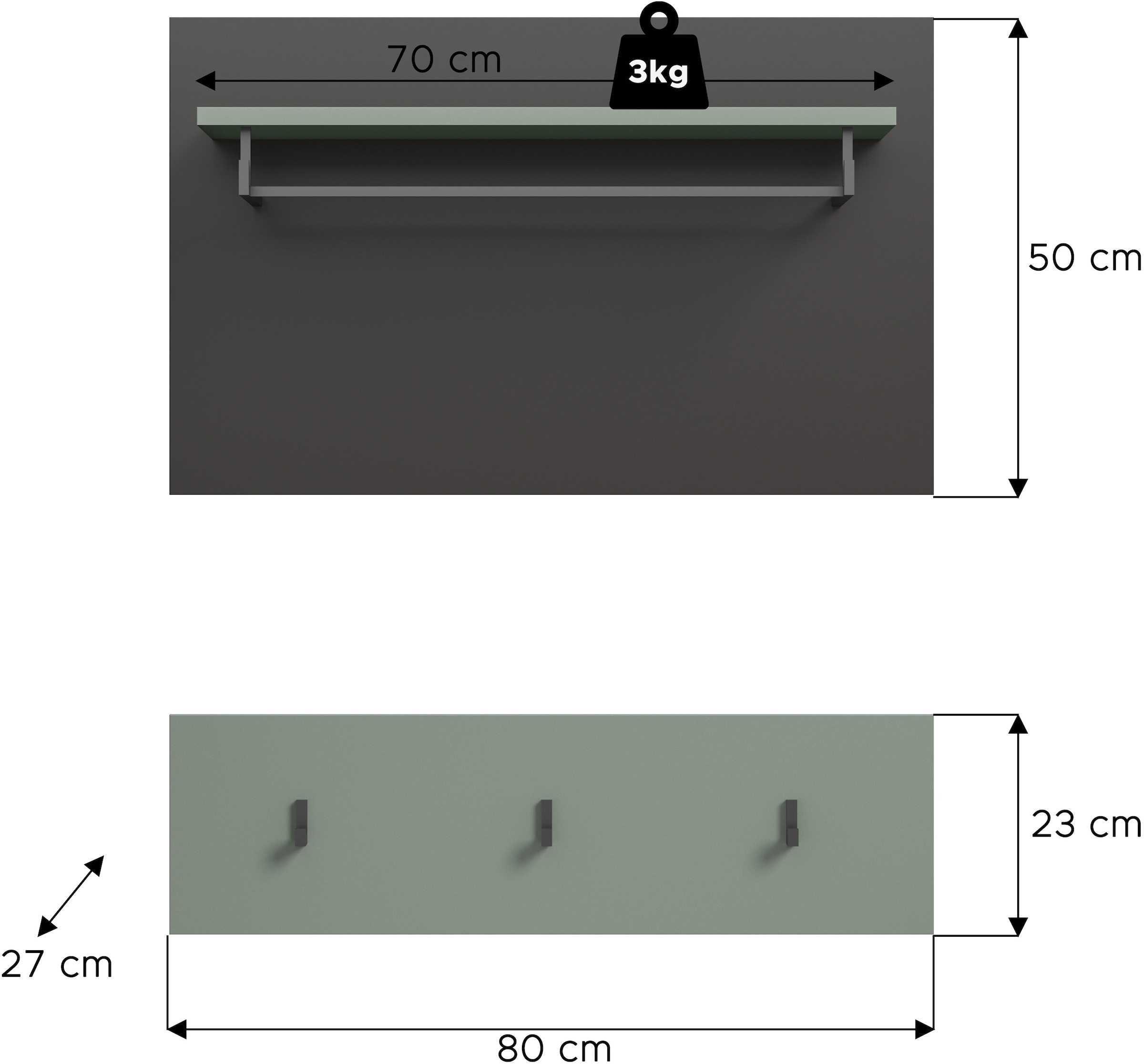 INOSIGN Garderobenpaneel »REHAT, TOPSELLER!, 2-teilig, bestehend aus: Paneel & Hakenleiste« in verschiedenen Farben erhältlich, 1 Stk. tlg. Paneel, Hakenleiste, Wandboard, Garderobe, Garderobenleiste