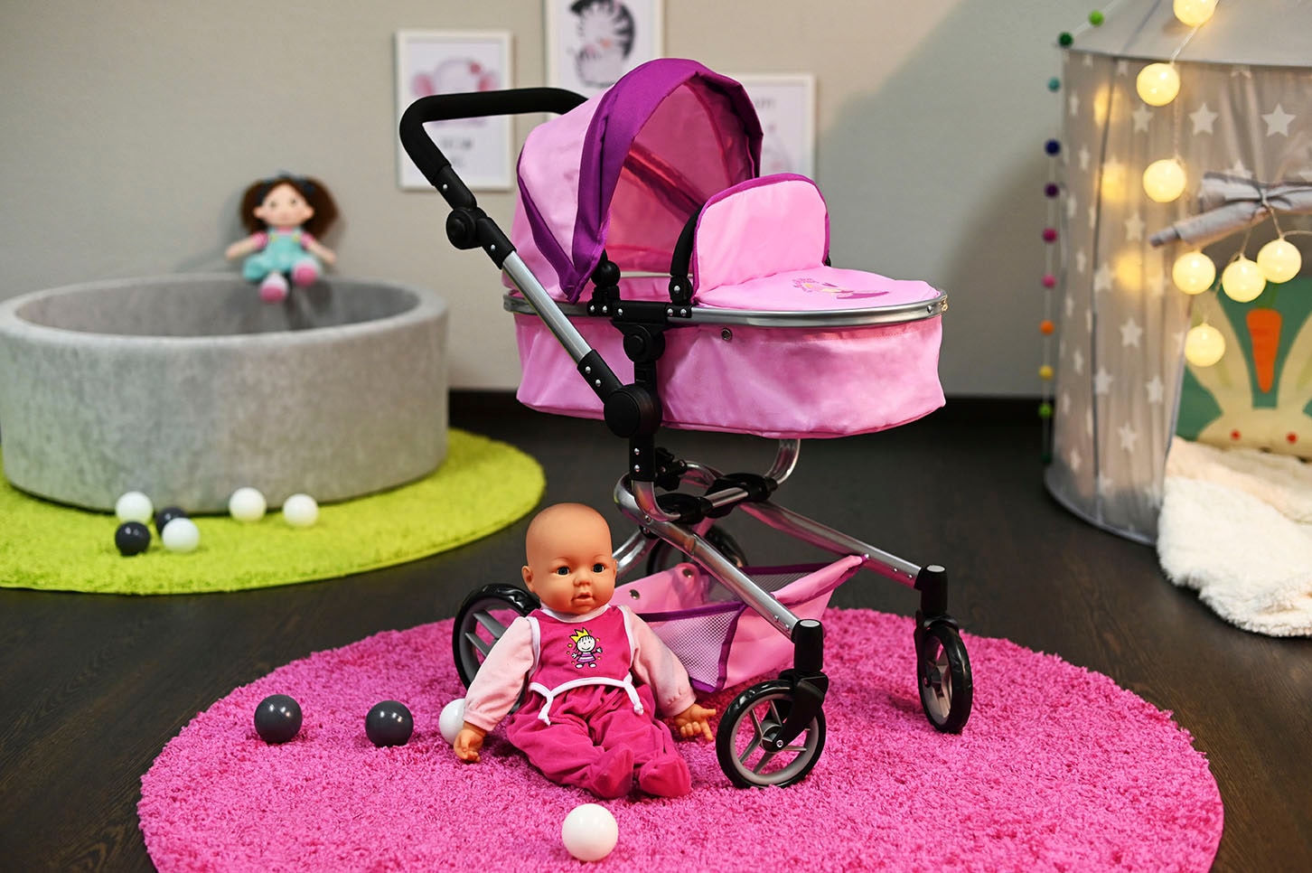 Knorrtoys® Kombi-Puppenwagen »Boonk, princess pink«, mit Wickeltasche