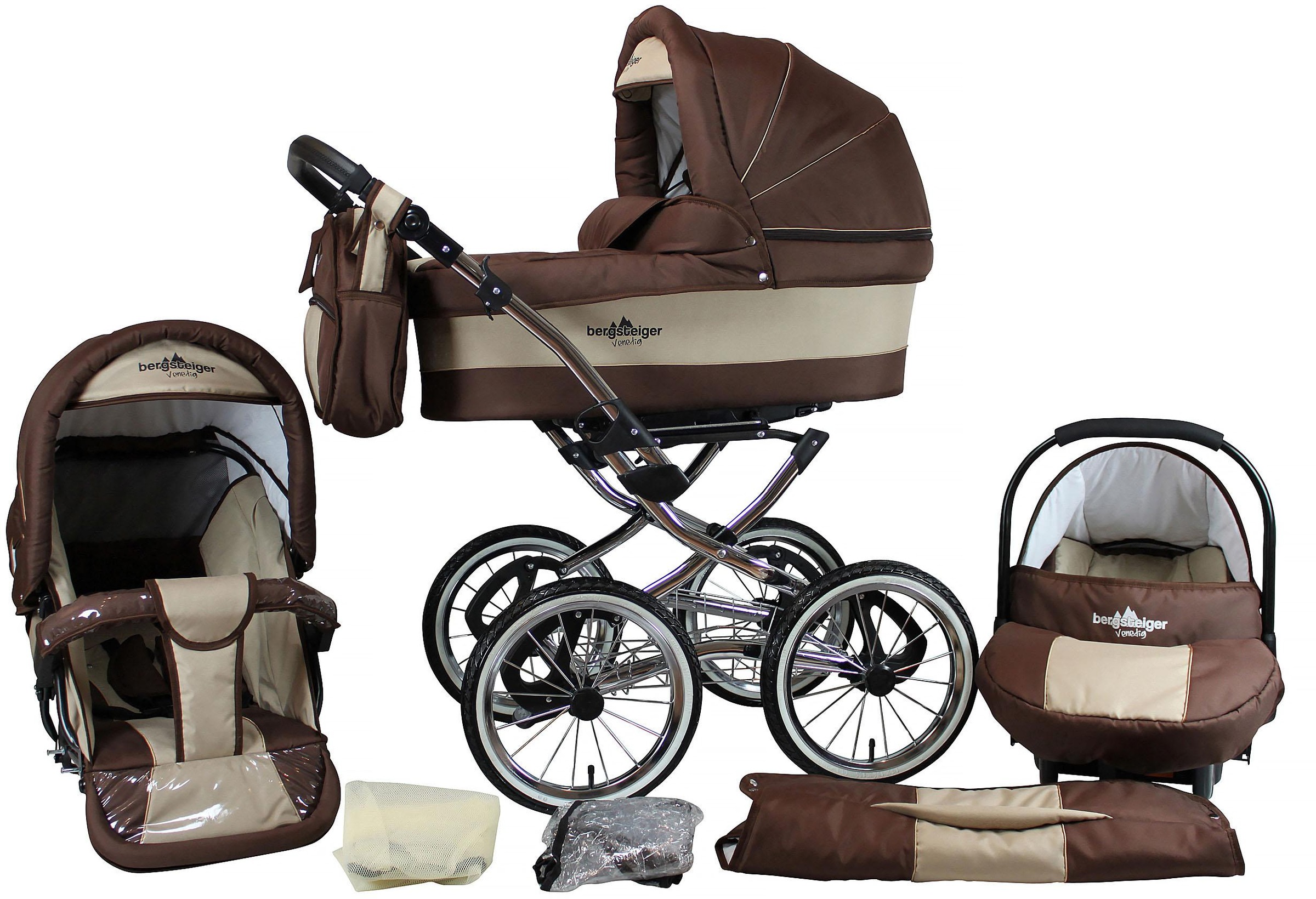 bergsteiger Kombi-Kinderwagen »Venedig, coffee & brown, 3in1«, Made in Europe