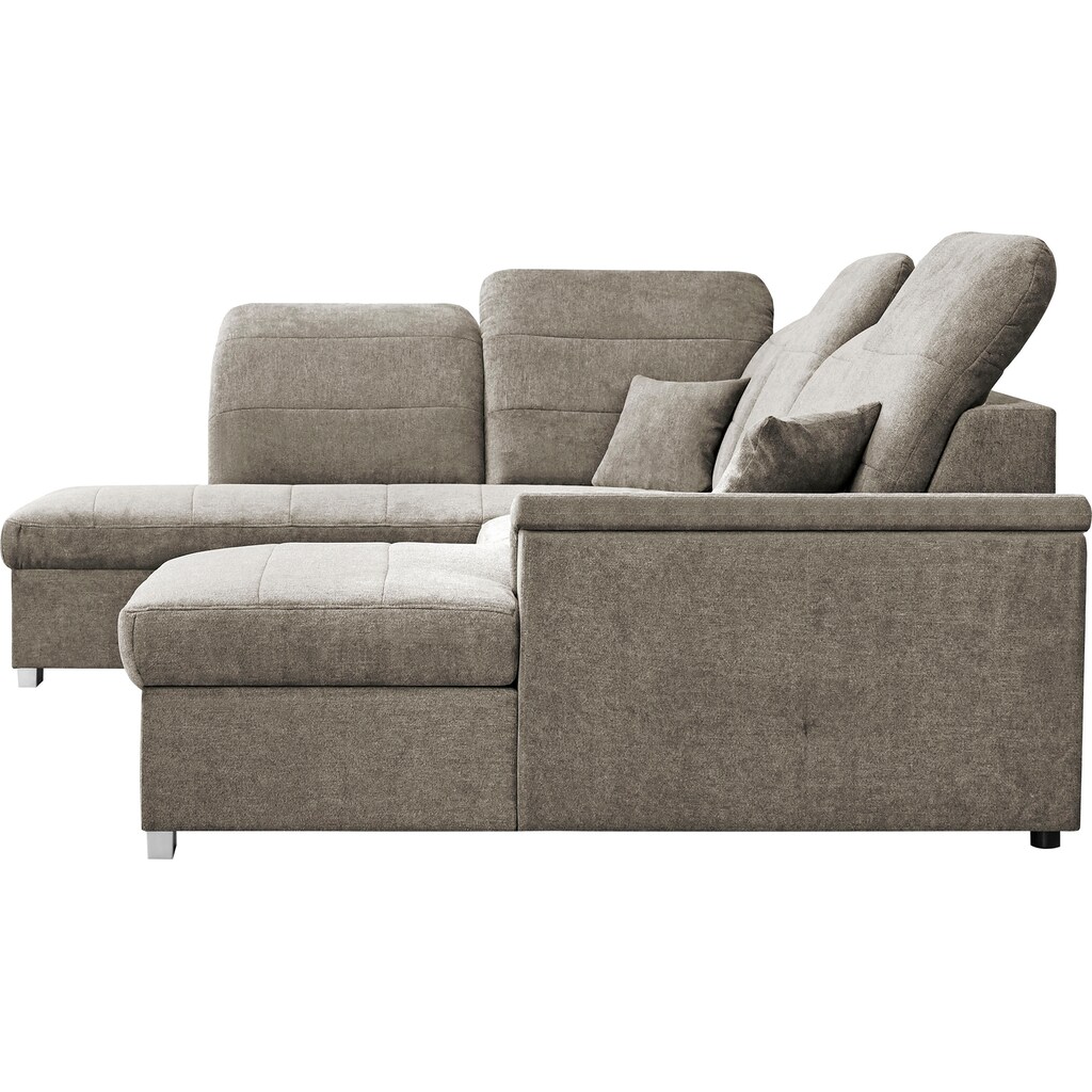 mokebo Wohnlandschaft »Jeremy«, Sofa in U-Form mit verstellbaren Kopfteilen, wahlweise Schlaffunktion & Bettkasten
