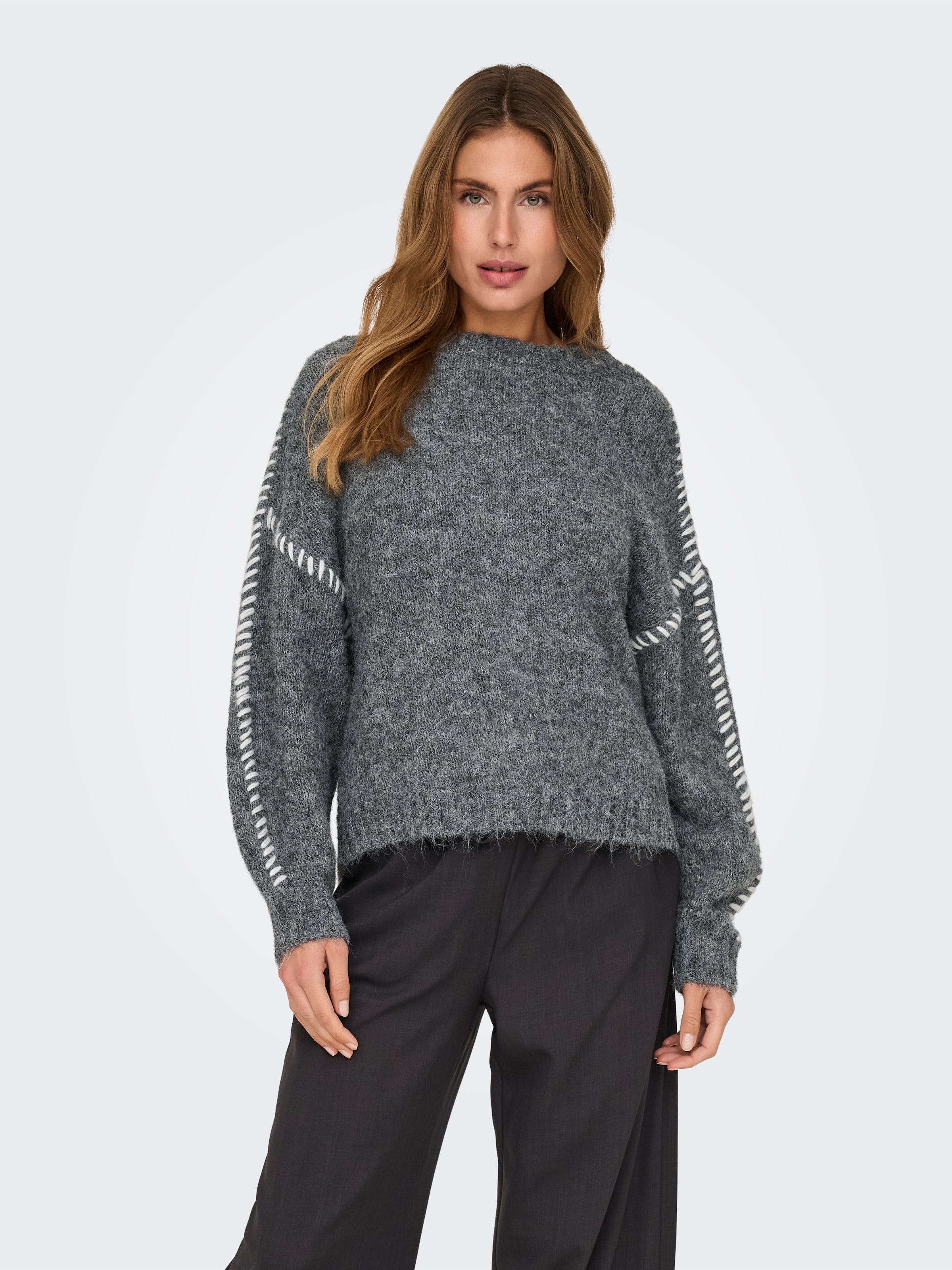 JDY Rundhalspullover »JDYZOEY LIFE L/S ON STITCH PULL KNT NOOS« mit dekorativen Ziernähten