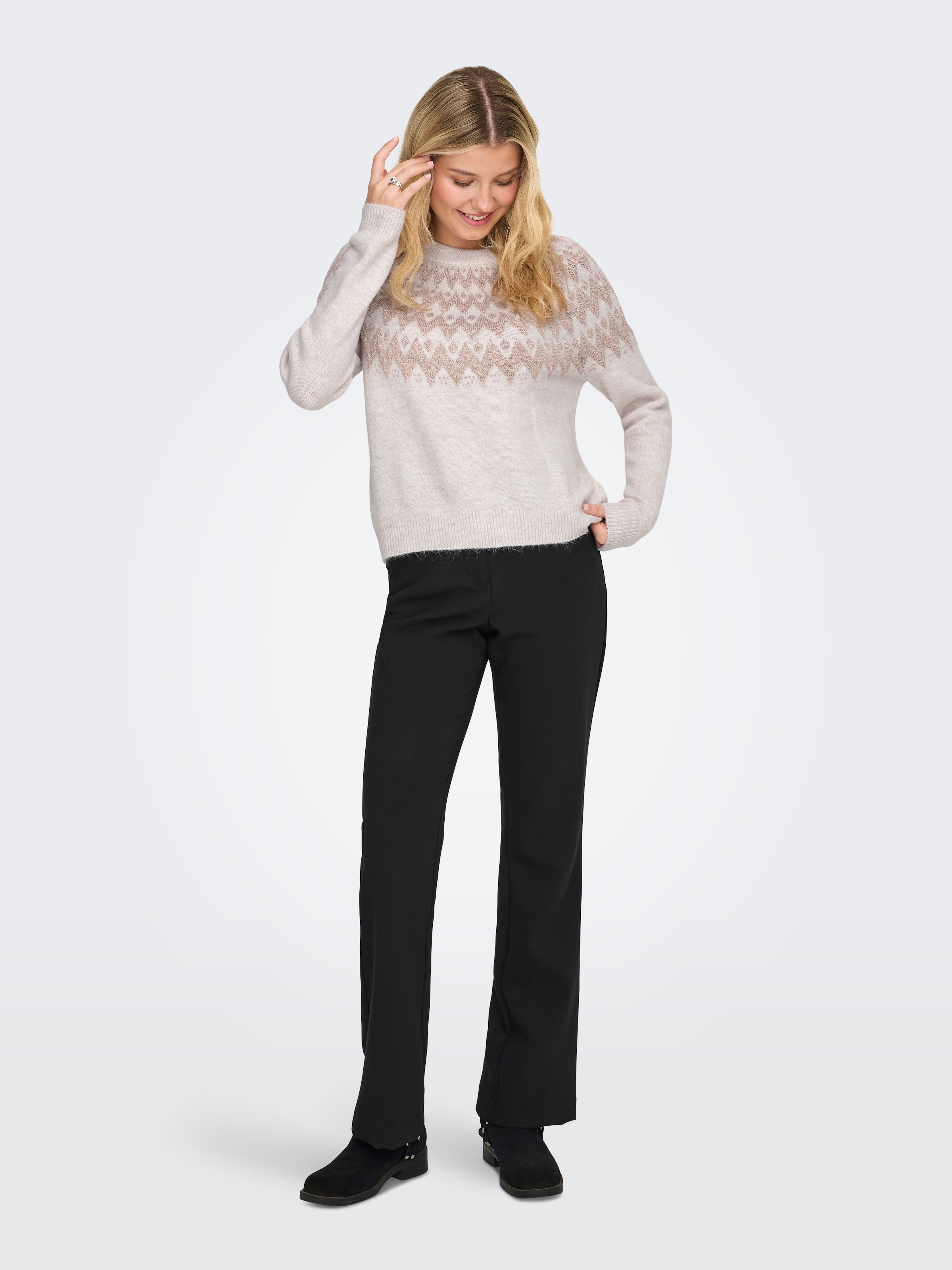 ONLY Strickpullover »ONLFRY LS JQ GLITTER O-NECK CC KNT«