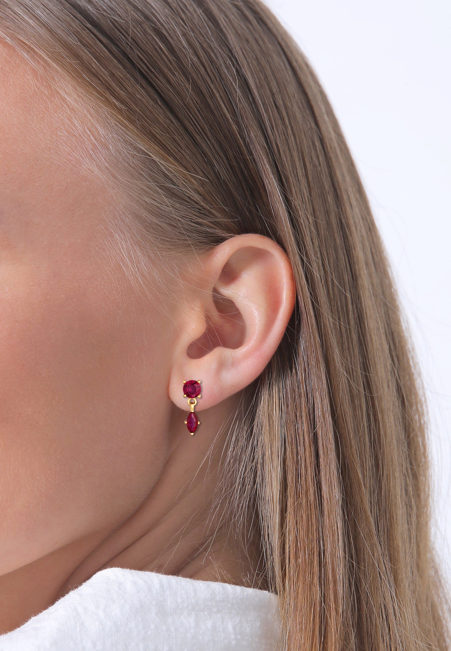 Elli Premium Paar Ohrstecker »Ohrringe Ohrhänger Rubin Rot 925 Sterling Silber«