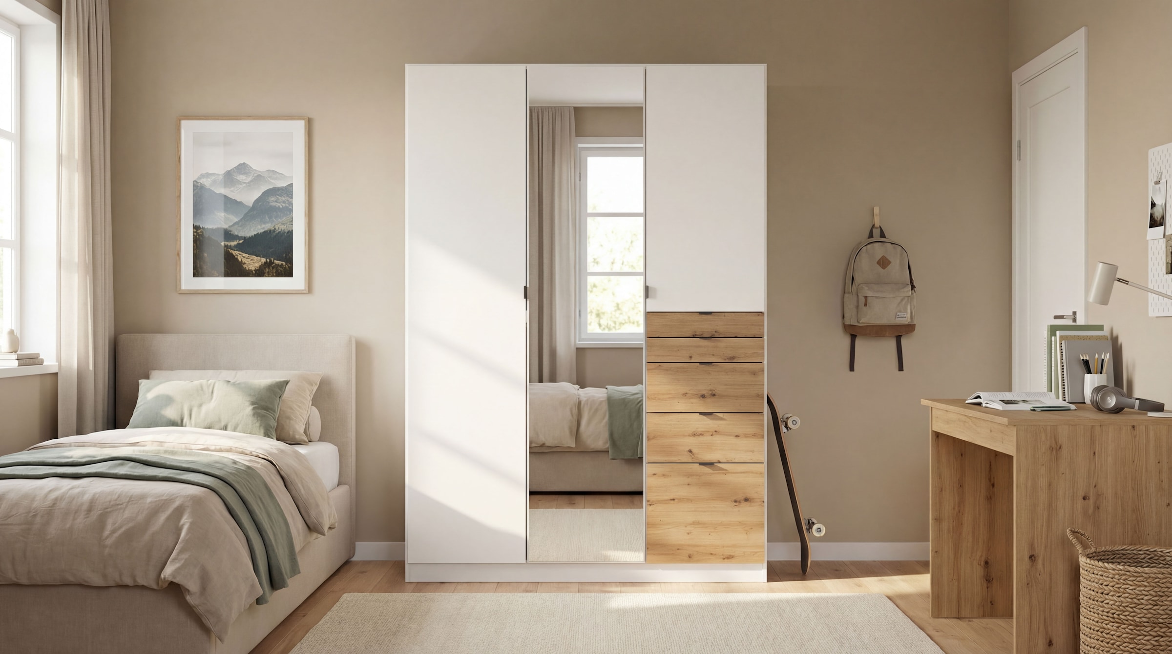 rauch Drehtürenschrank »Kleiderschrank Schrank Garderobe Wäscheschrank Ankleide ONTARIO« Breiten 136/181 cm,  mit 5 Schubladen in unterschiedlichen Größen MADE IN GERMANY