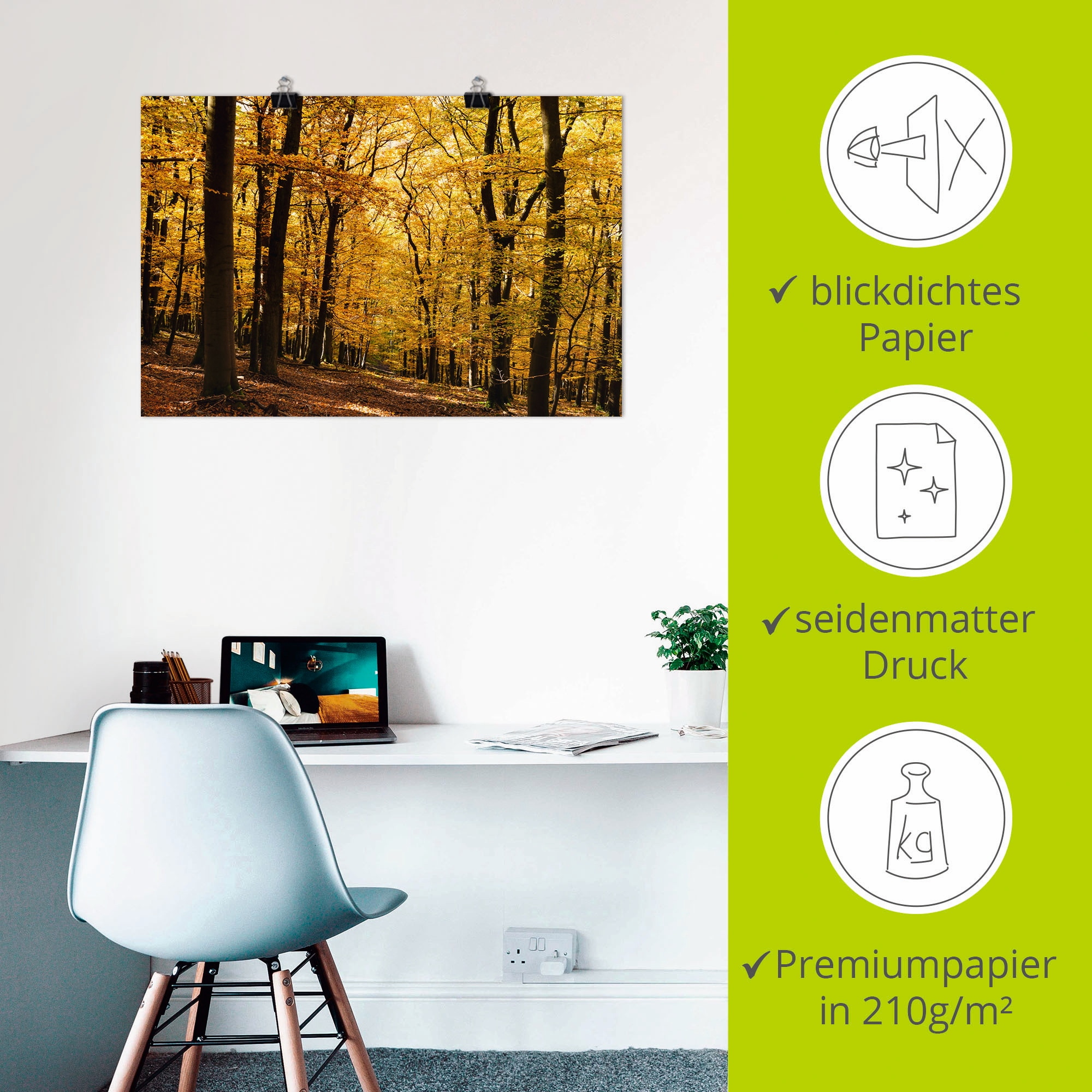 Artland Wandbild »Spaziergang im Herbstwald«, Wald, (1 St.), als Alubild, Outdoorbild, Leinwandbild, Poster in verschied. Größen