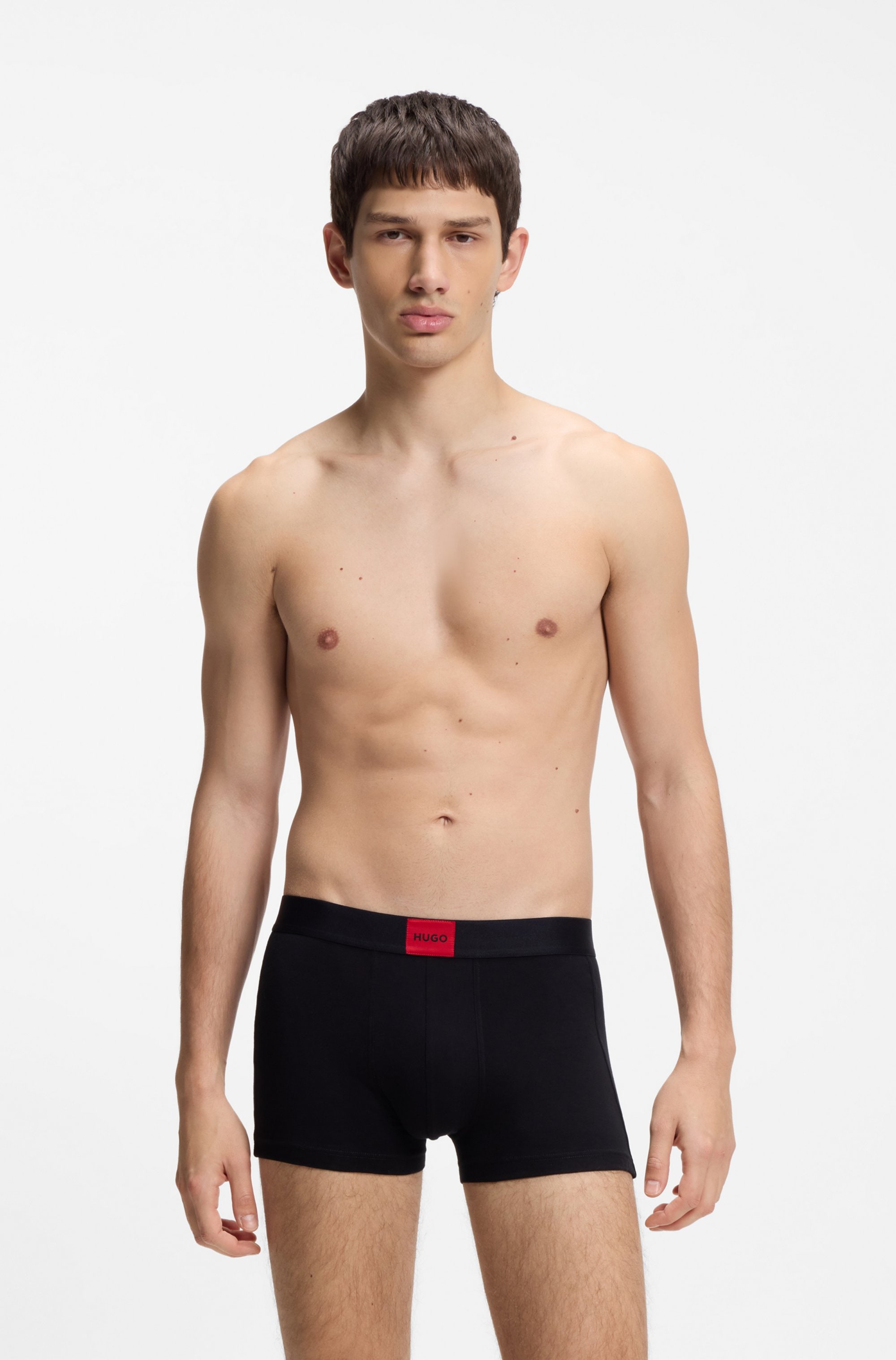 HUGO Underwear Trunk Set, 3 Stk. mit kontrastfarbenen Logobadge