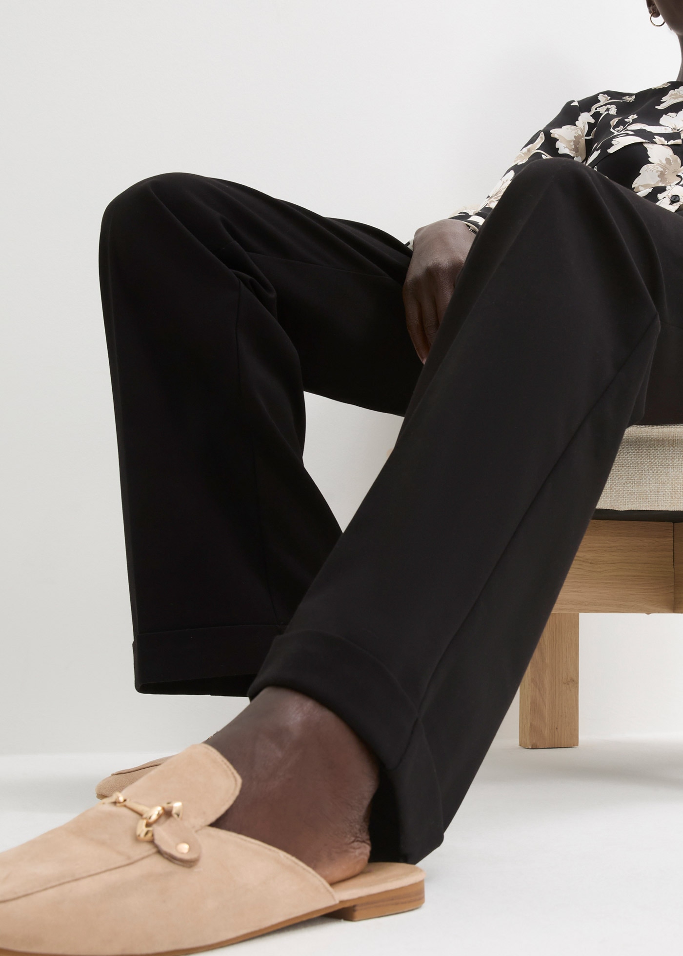 bonprix Marlene-Hose »Marlenehose«  weite Hose, mit Bügelfalte und Umschlagsaum, lockere Passform