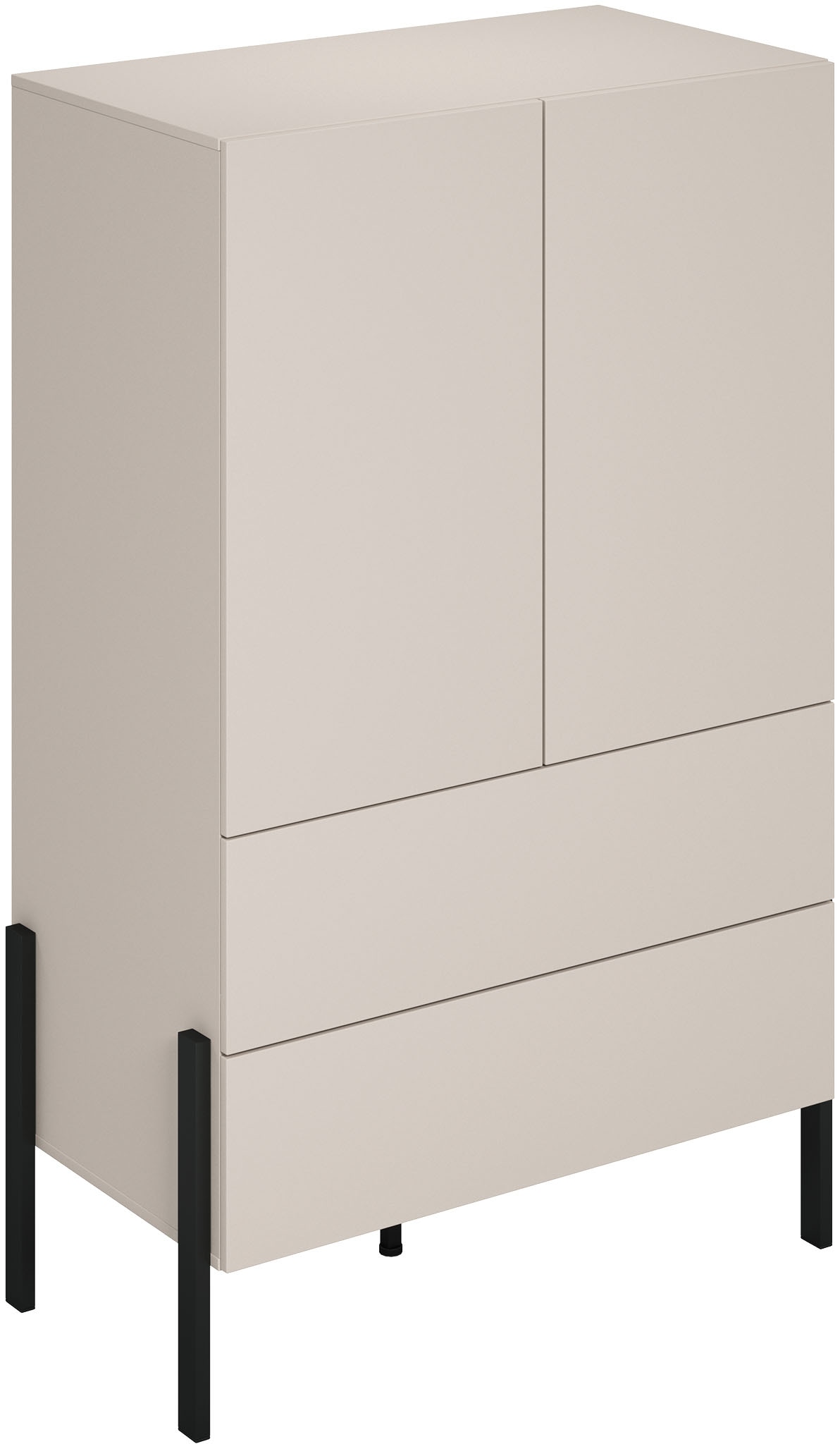 Home affaire Wäscheschrank »Jukon, moderner griffloser Kleiderschrank, Metallfüsse, Made in Europe«, (90x150x50, ideal für kleine Räume oder Nischen), Mehrzweckschrank,2 Schubladen, 2 Türen, FSC-zertifiziert