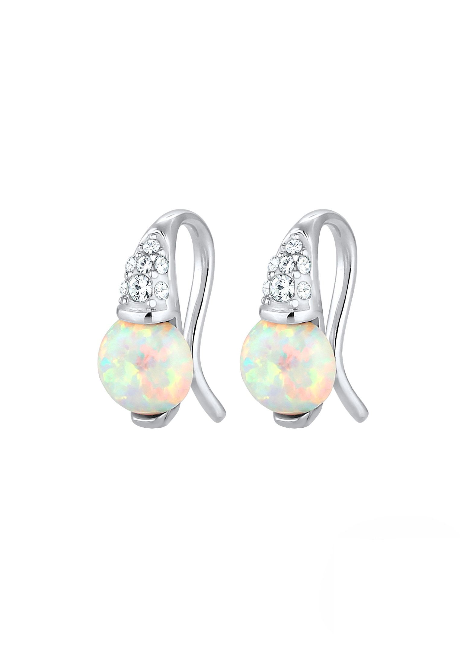 Elli Premium Paar Ohrhänger »Ohrringe Glas Kristalle Synthetischer Opal Weiß 925 Sterling Silber«