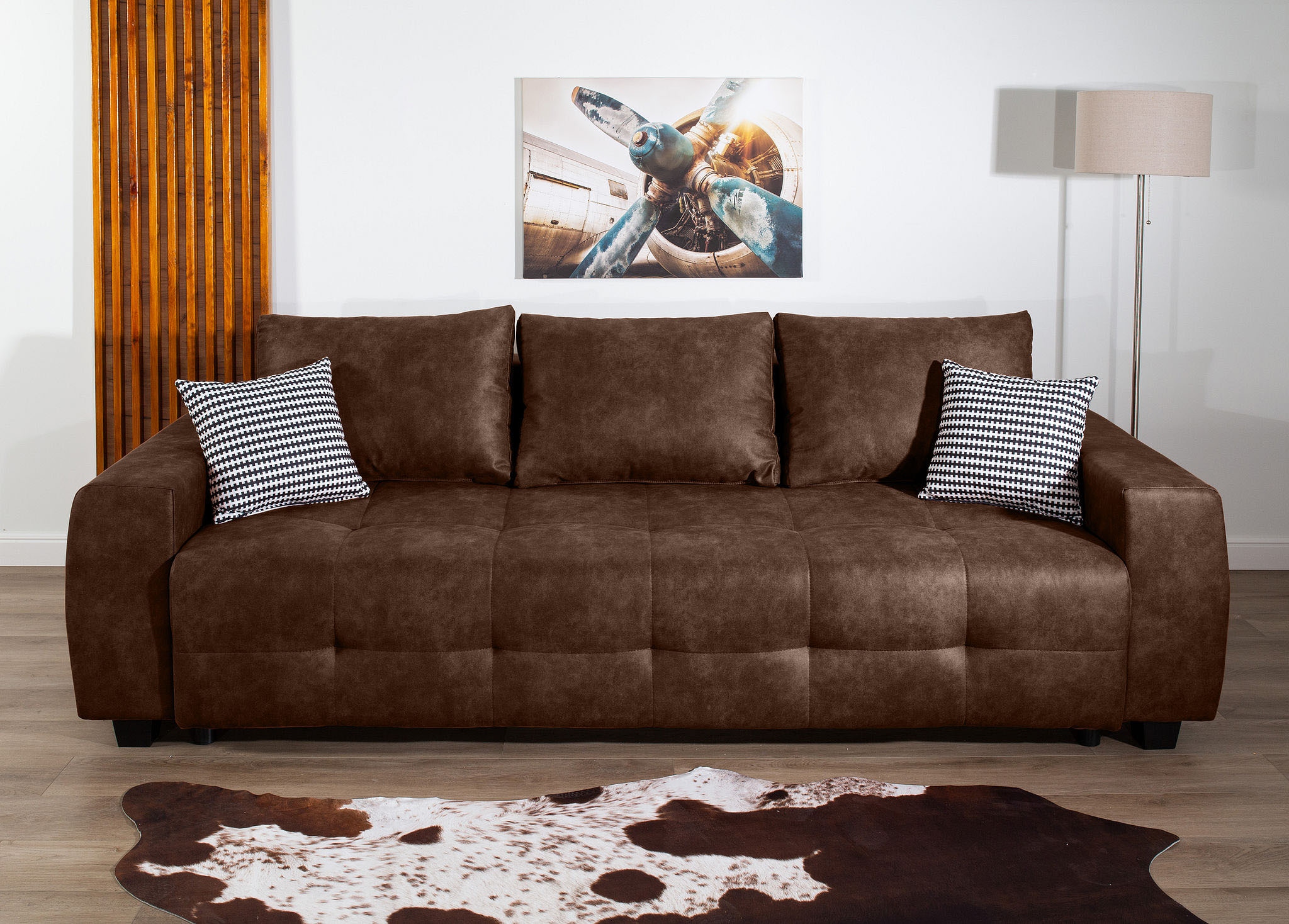 COLLECTION AB Schlafsofa »Bella, B: 241 cm, Liegefl. 142x194 cm« mit Bettfunktion, Bettkasten & 2 Zierkissen, Federkern