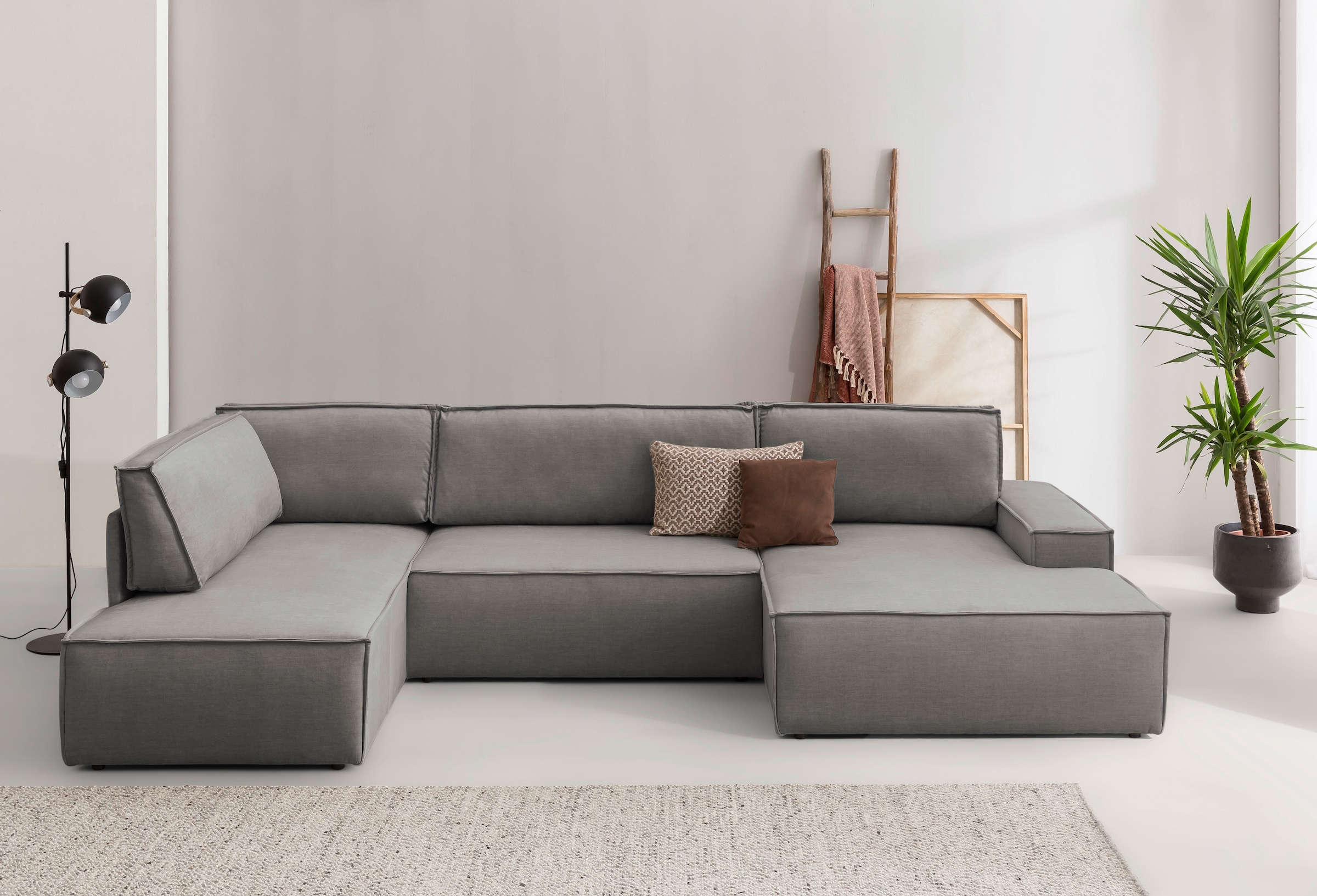 OTTO home Wohnlandschaft »SHERWOOD U-Form, 329 cm - OTTO. Verlässliche Qualität.« Schlaffunktion m. Bettkasten (194x139 cm), Cord, Vintage, Samtvelours
