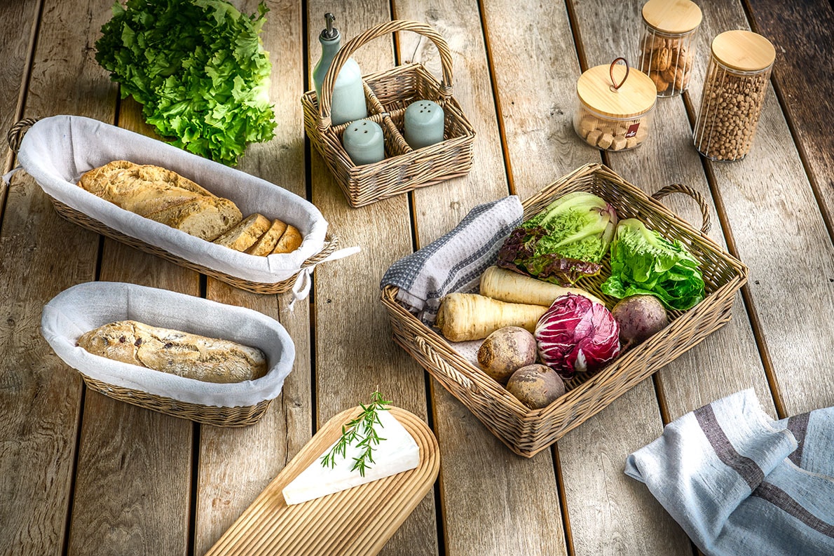 Zeller Present Brotkorb, (Set, 2 tlg.), und Tablett im Set, Weide geflochten