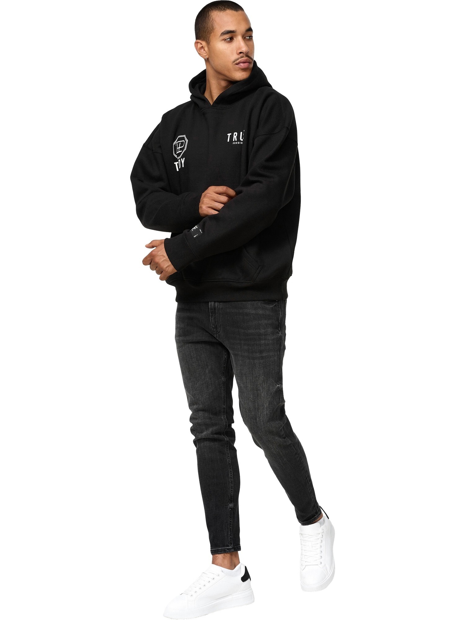 trueprodigy Hoodie »Aaren Logo Print Oversized Kapuze Kängurutasche«
