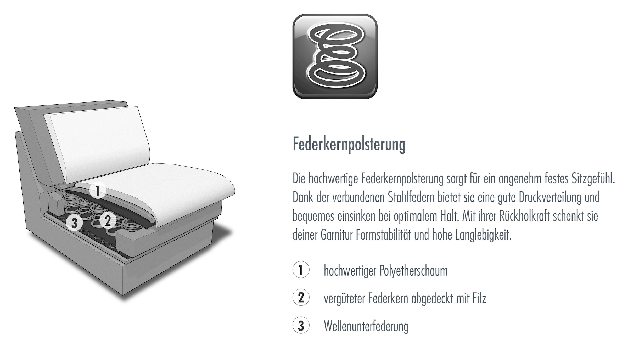 Die PlanBar Ecksofa »MP-IN16037 L-Form, Breite 289 cm, mit Federkern-Polsterung« mit Sitztiefenverstellung & Zierkissen