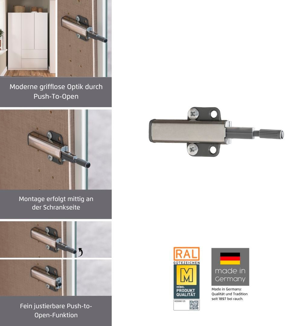 rauch Drehtürenschrank »Kleiderschrank Schrank Garderobe Wäscheschrank COSTA Breite 91 cm« in 3 Ausstattungen BASIC/CLASSIC/PREMIUM,  mit griffloser Front und Push-to-Open Funktion MADE IN GERMANY