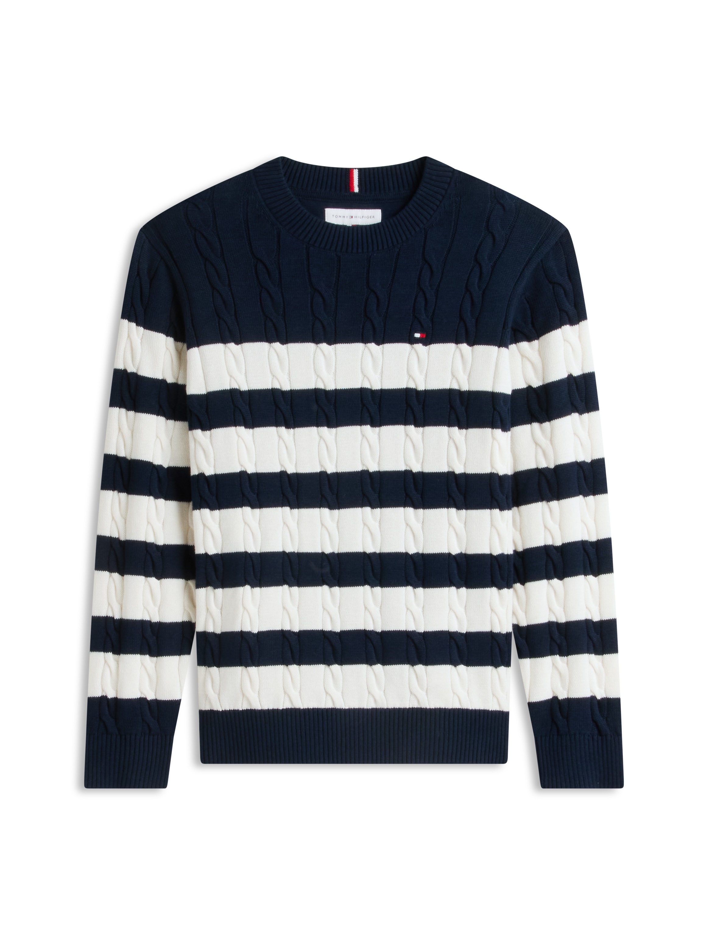 Tommy Hilfiger Strickpullover »COTTON CABLE SWEATER« Rundhalsausschnitt, Regular Fit, Kinder bis 16 Jahre