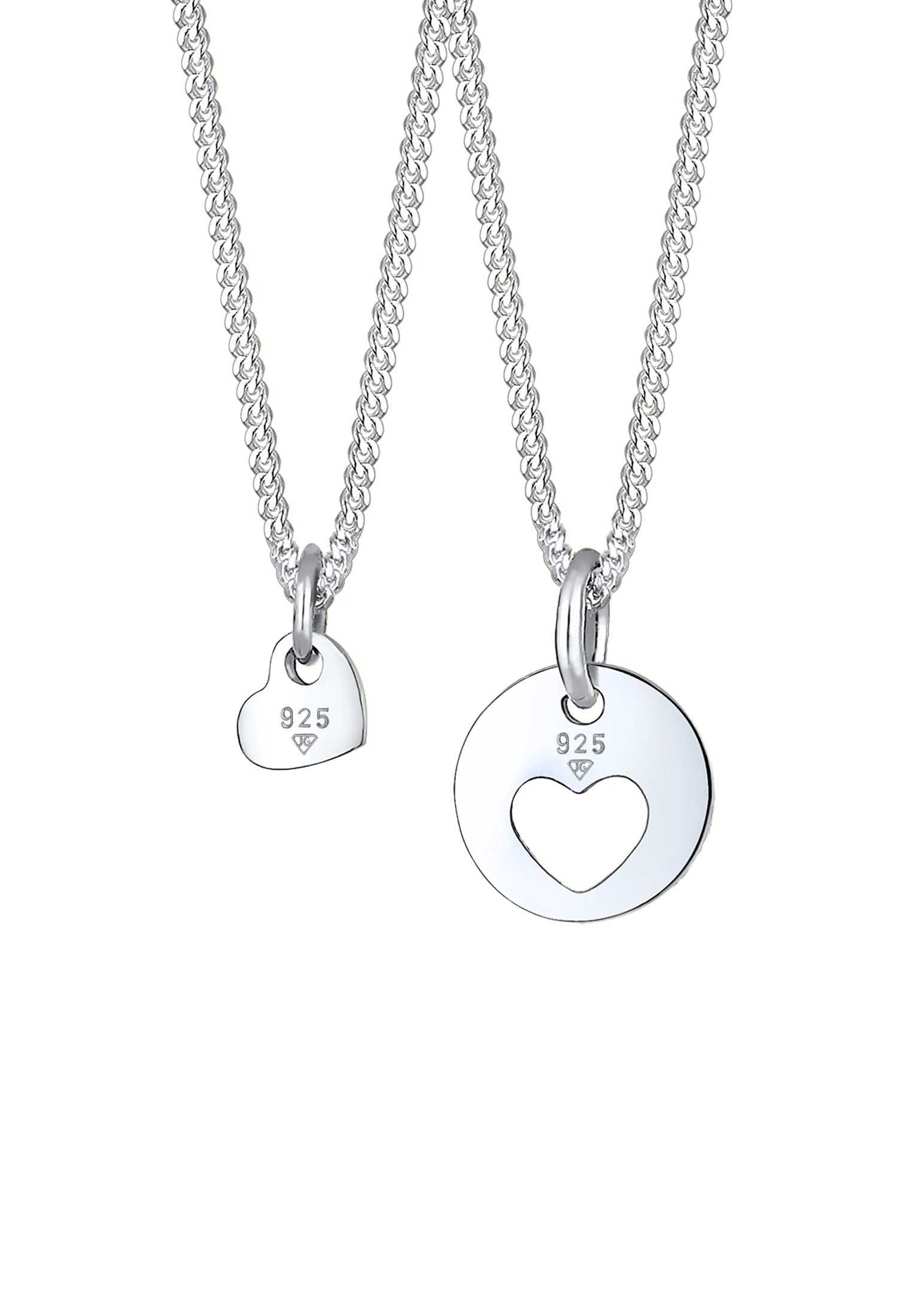 Elli Ketten-Set »Halskette Herz Mutter Kind Cut Out Münze 925 Silber«