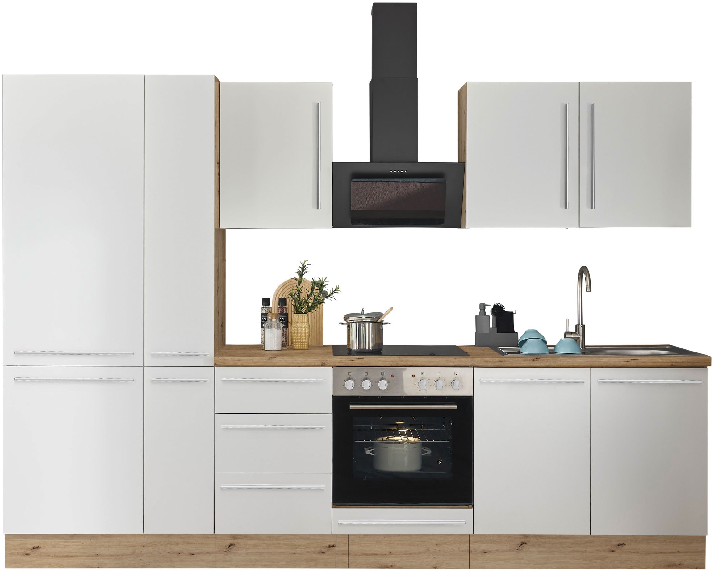 KOCHSTATION Küchenzeile »Florida« Breite 300 cm, wahlweise mit E-Geräten,Softclose für Türen/Schubkästen