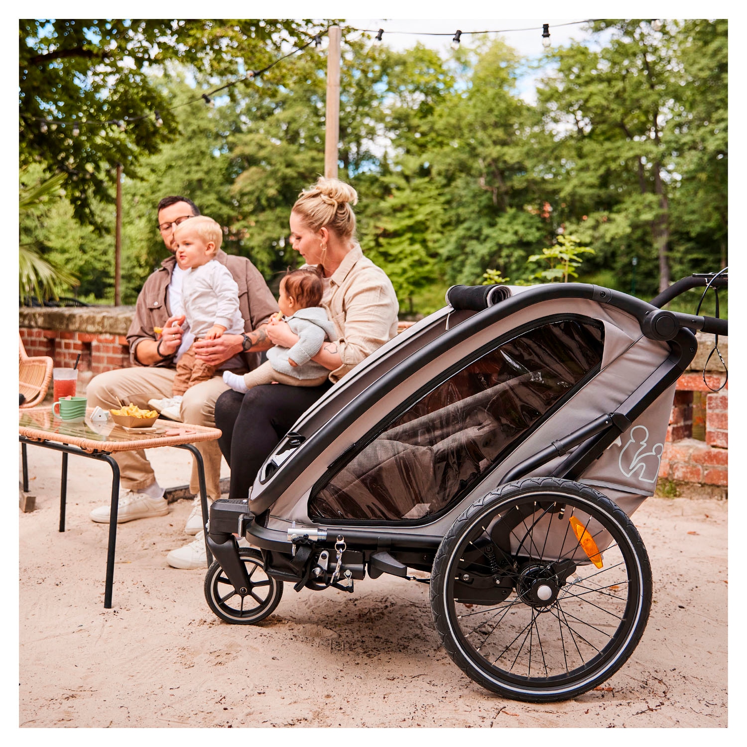 Hauck Fahrradkinderanhänger »Bike N Walk Duo«, für 2 Kinder, inkl. Deichsel