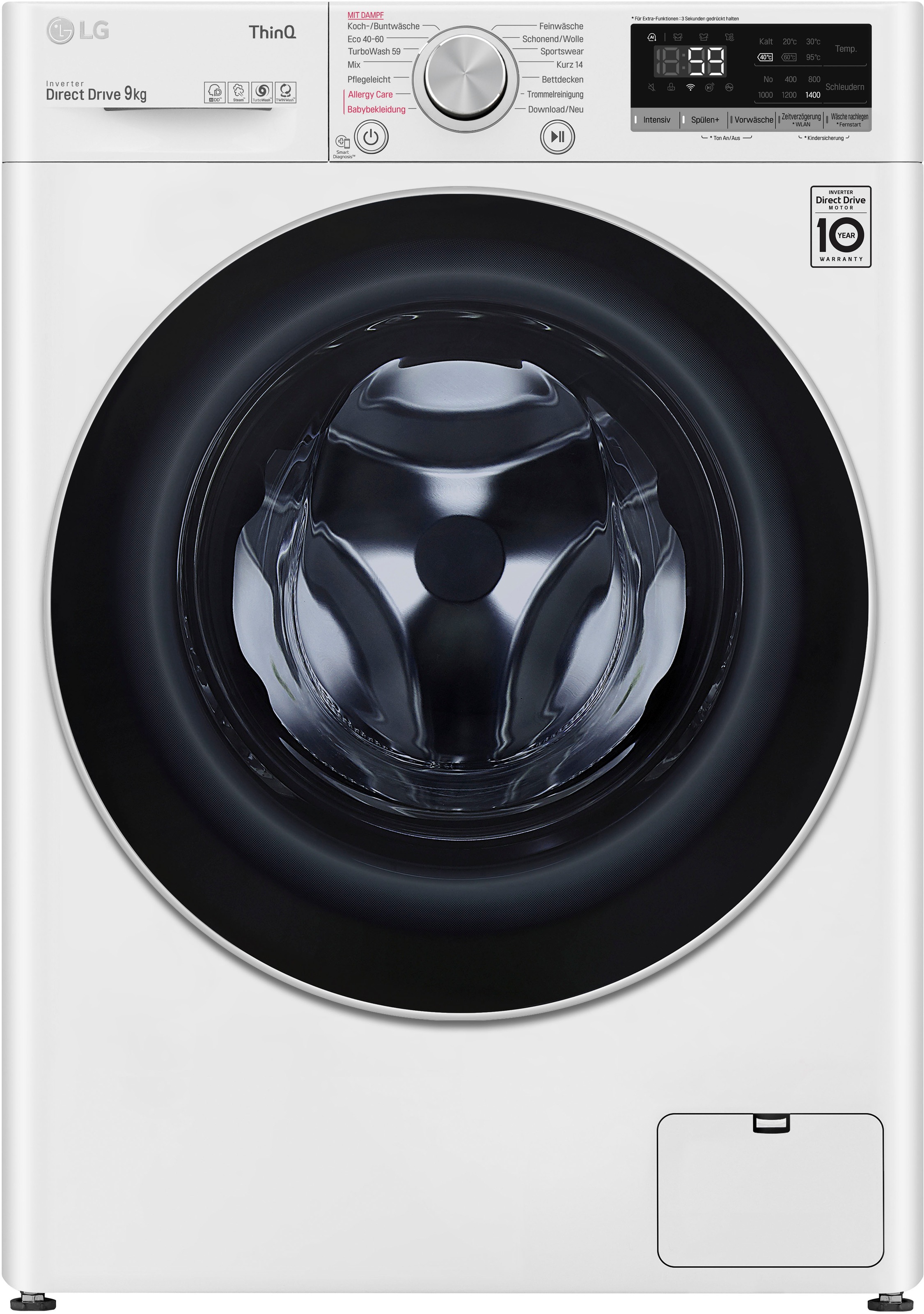 LG Waschmaschine »F4WV509S1«, F4WV509S1, 9 Dampf OTTO kg, Steam: im U/min, mit Shop 1400 Online Tiefenreinigung
