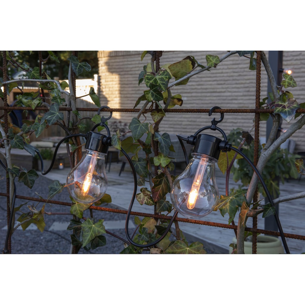 KONSTSMIDE LED-Lichterkette »LED Solar Biergartenkette, 10 bernsteinfarbene Dioden, Timer«, 10 St.-flammig