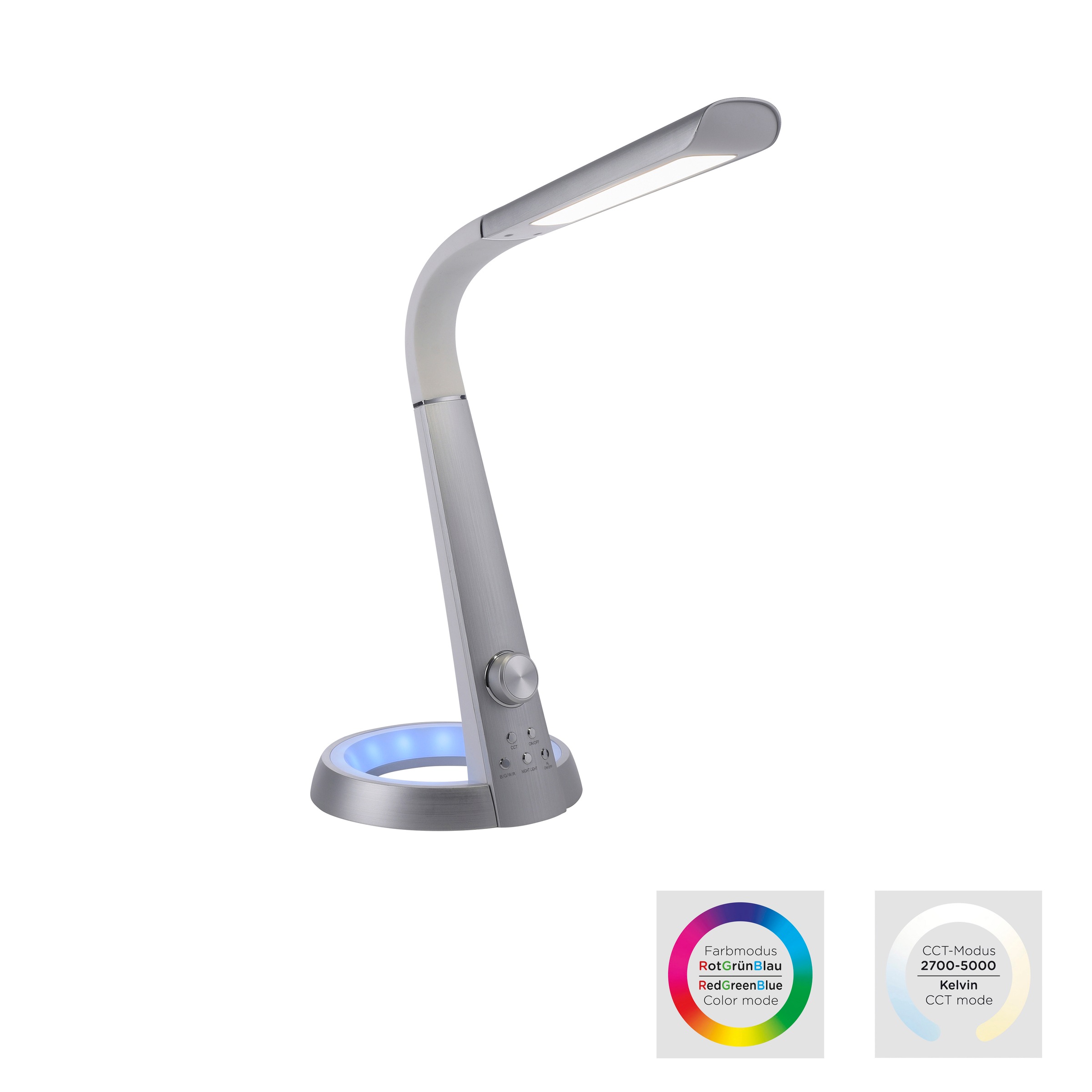 Paul Neuhaus Tischleuchte »BILL« LED-Board 1 Stk. warmweiß - kaltweiß CCT - tunable white, dimmbar über Drehdimmer, RGB, getrennt schaltbar