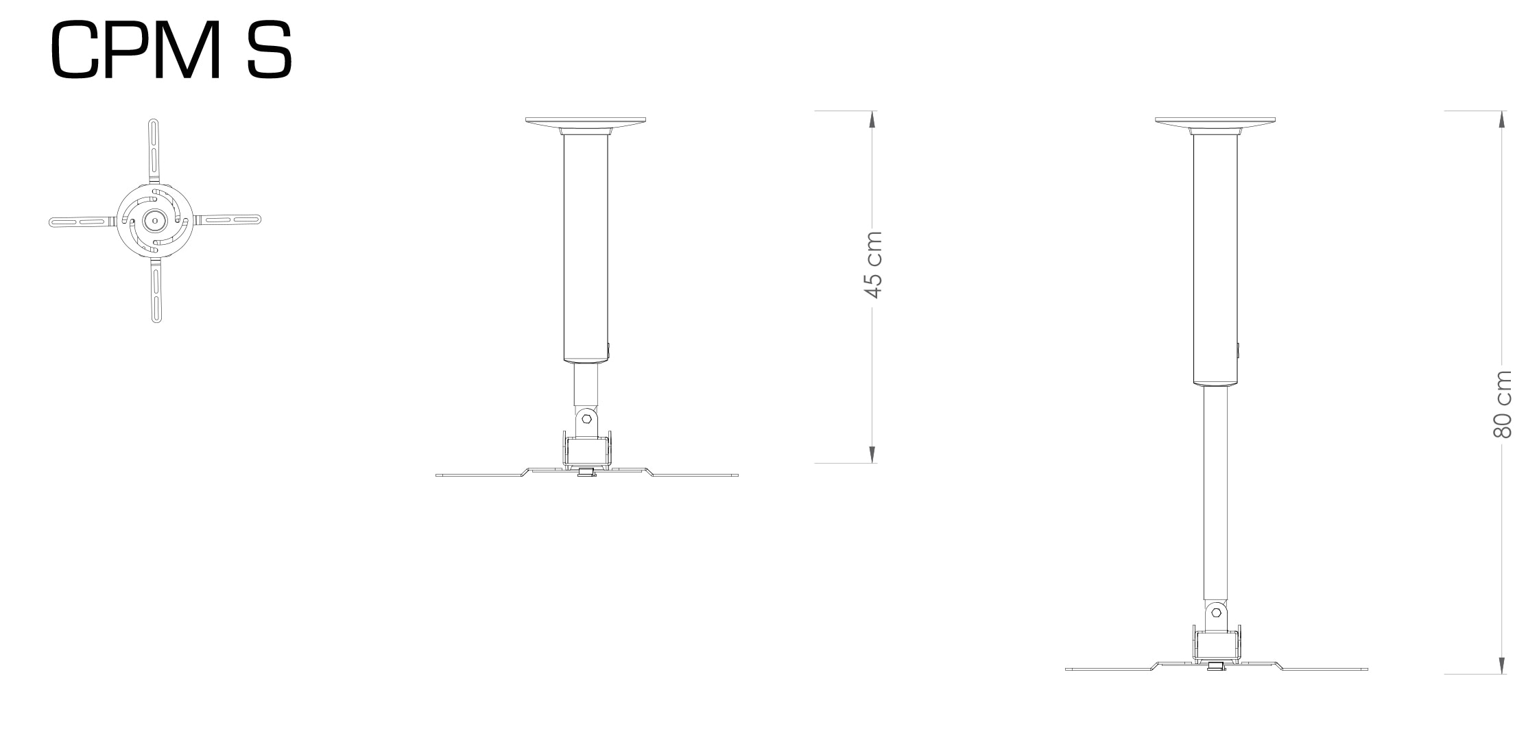 VCM Beamer-Deckenhalterung »Alu Projekt Beamer Deckenhalterung 45-60 cm CPM«