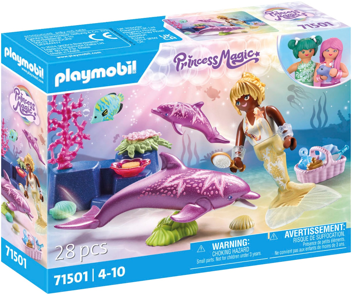 Playmobil® Konstruktions-Spielset »Meerjungfrau mit Delfinen (71501), Princess Magic«, (28 St.), Made in Europe