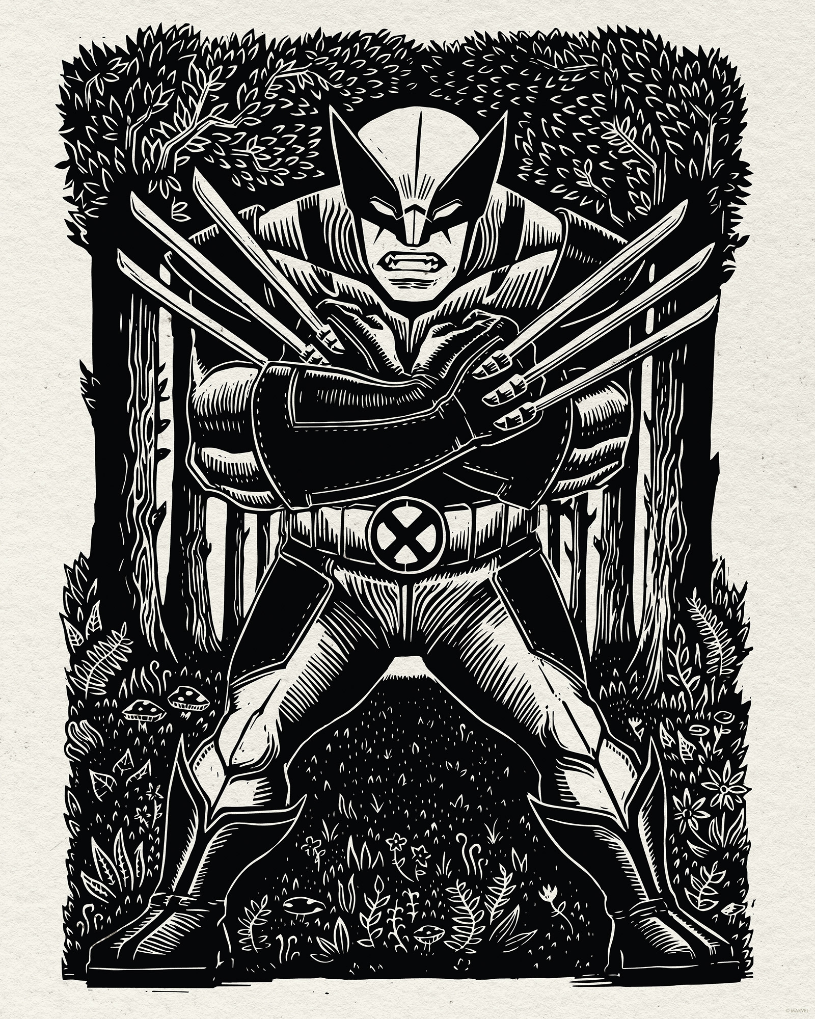 Komar Wandbild »Marvel Wolverine Lino-Cut«, Disney, (Set, 1 St.), 40 x 50 cm (Breite x Höhe) - Kinderzimmer, Dekoration