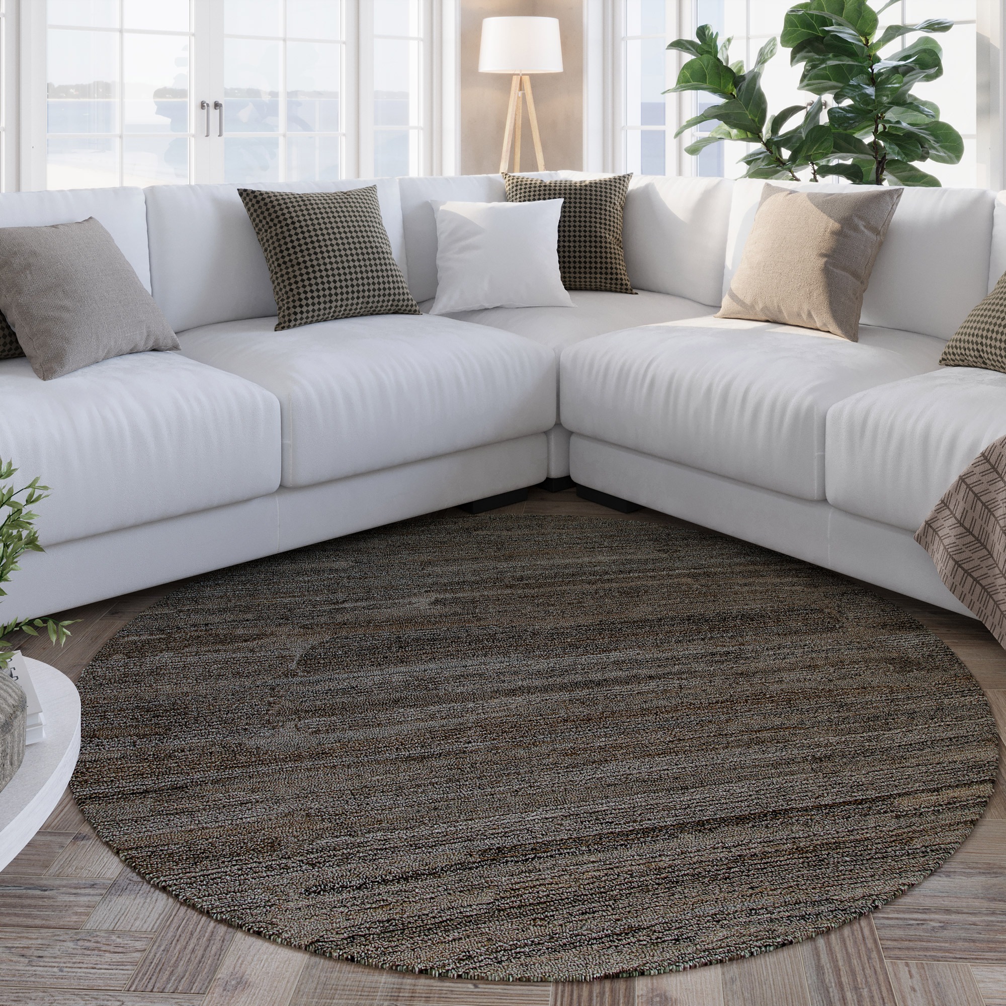 Wecon home Teppich »Hamptons EIGHTEEN«, rund, 15 mm Höhe, Kurzflor, Wohnzimmer, Schlafzimmer, elegant, robust, Streifen Design