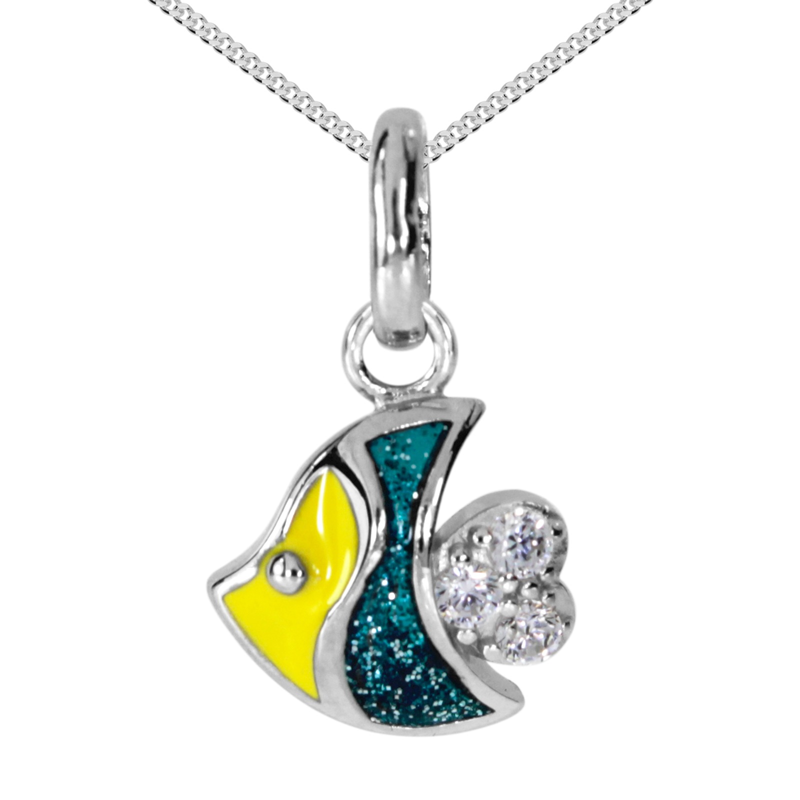 OSTSEE-SCHMUCK Kette und Anhänger Set »- kleiner Fisch - Silber 925/000 - Zirkonia«
