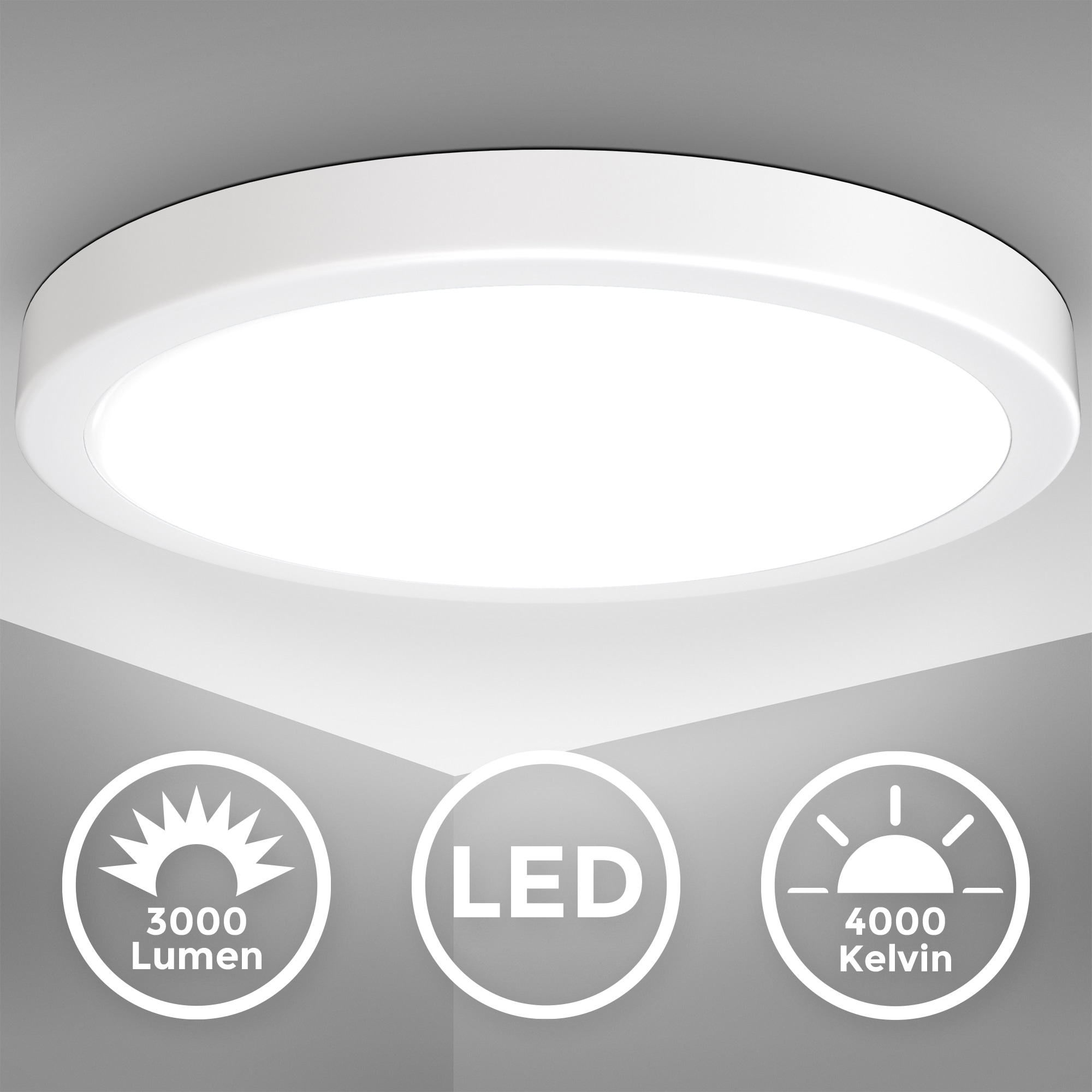 LED Deckenleuchte, 1 x LED-Platine 24 Watt, 3.000lm ,4.000K, nicht dimmbar, Ø 38,00 cm