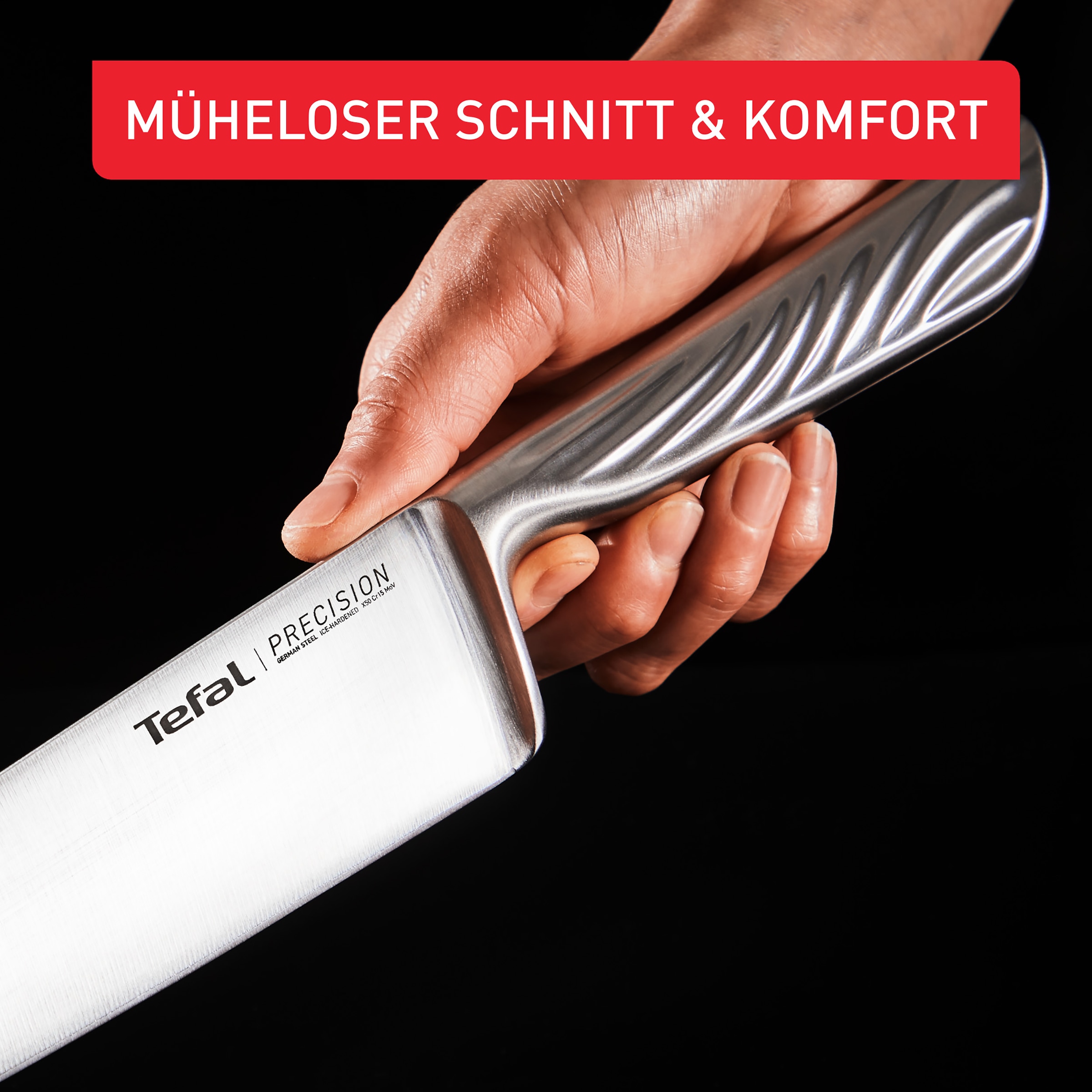 Tefal Kochmesser »Precision« 20 cm, 22°-Klingenwinkel, Eishärtungstechnologie, Wellenmuster