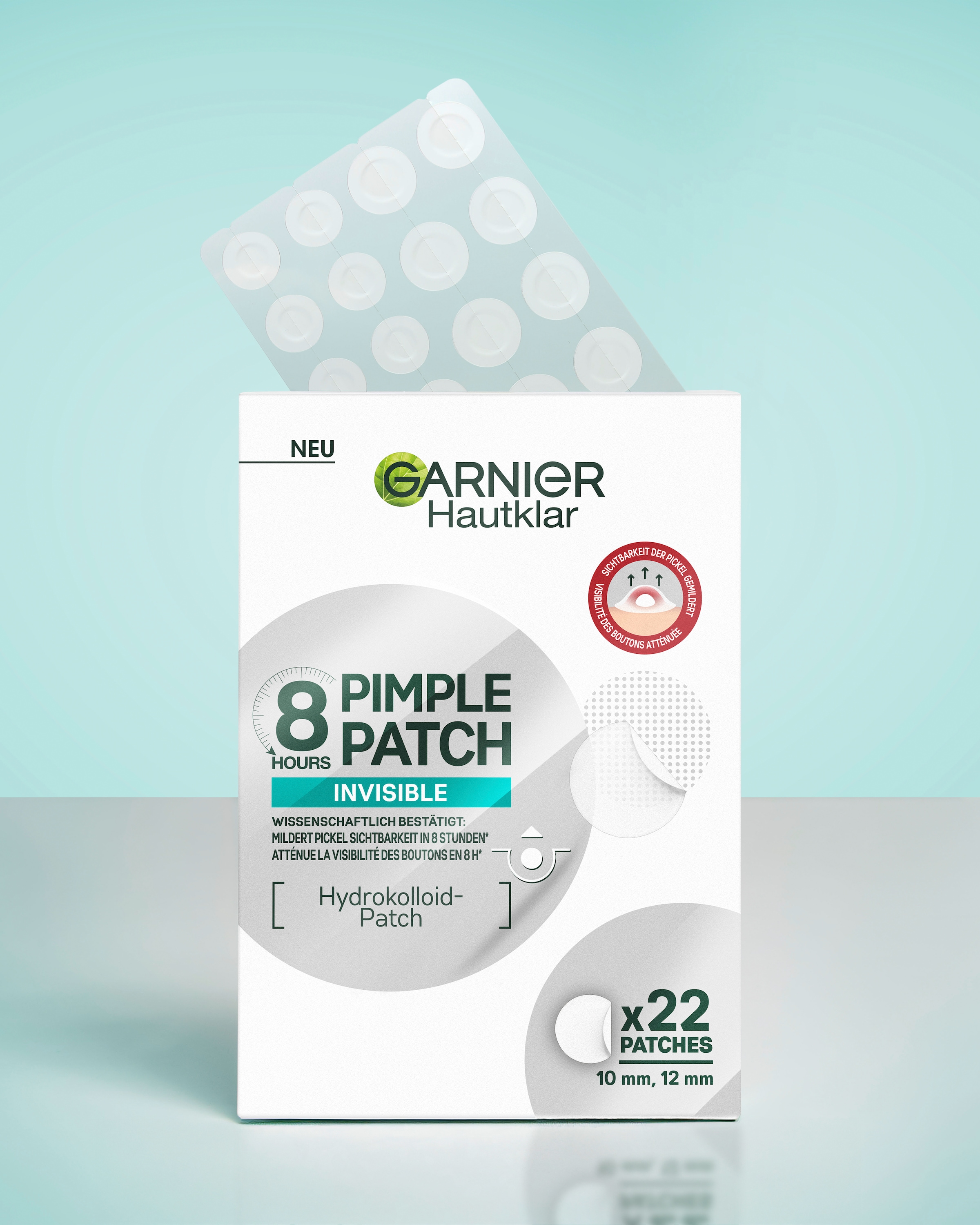 GARNIER Pickel-Tupfer »GARNIER 8H INVISIBLE PIMPLE PATCH« für das Gesicht, aus Hydrokolloid-Material, unsichtbarer Schutzfilm