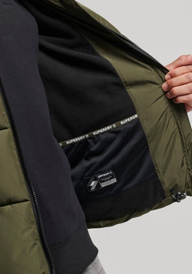 Superdry Steppjacke »HOODED SPORTS PUFFR JACKET«, mit Kapuze, mit kontrastfarbener Stickerei