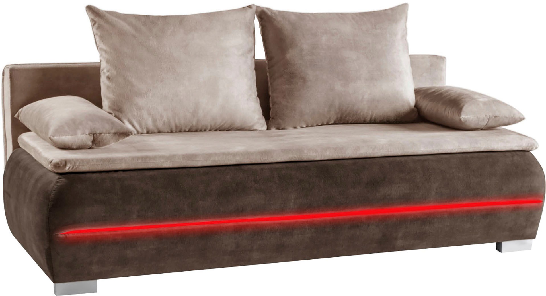 WERK2 Schlafsofa »Tekla LED, Bettcouch Breite 206cm, Liegefläche 200/140cm,«, 2-Sitzer Schlafcouch mit Bettkasten & stylischer RGB-LED-Beleuchtung