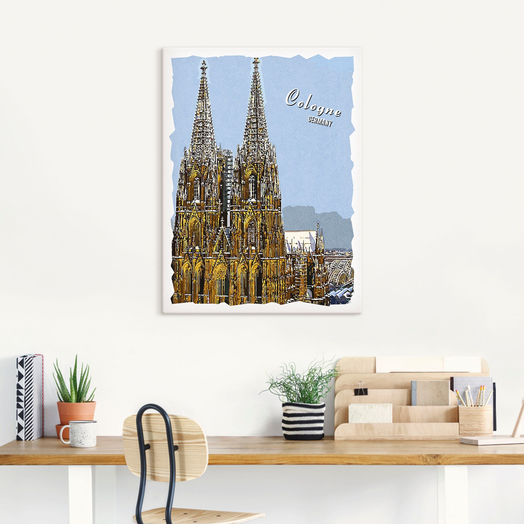Artland Leinwandbild »Köln Dom Grafik«, Köln, (1 St.), auf Keilrahmen gespannt
