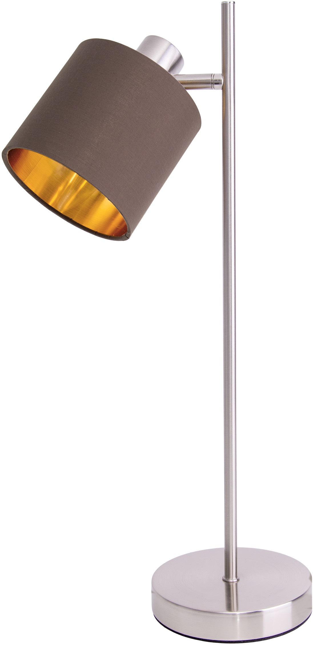 näve Tischleuchte »Maron«, 1 flammig, Leuchtmittel E14 | ohne Leuchtmittel, 1flg. E14 Textilschirm braun Innenfarbe gold satin-nickel