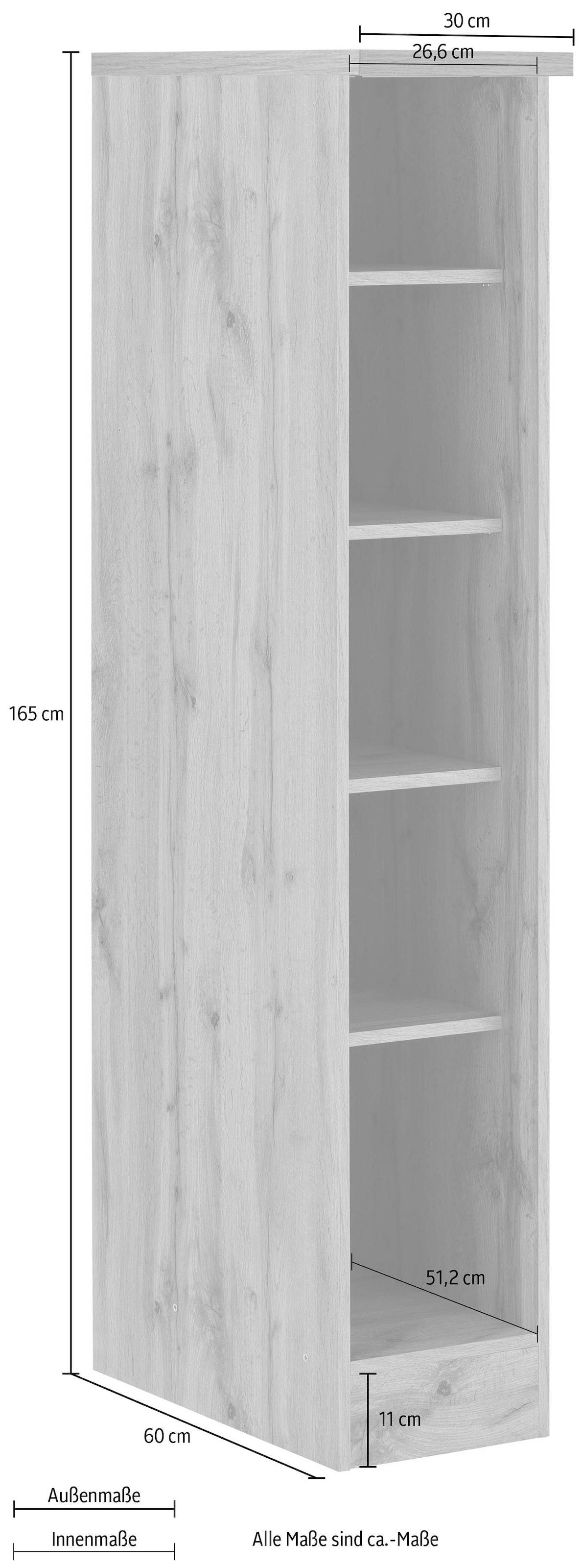 HELD MÖBEL Küchenregal »Colmar«, 30 cm breit, 165 cm hoch, 4 verstellbare  Einlegeböden, viel Stauraum im OTTO Online Shop