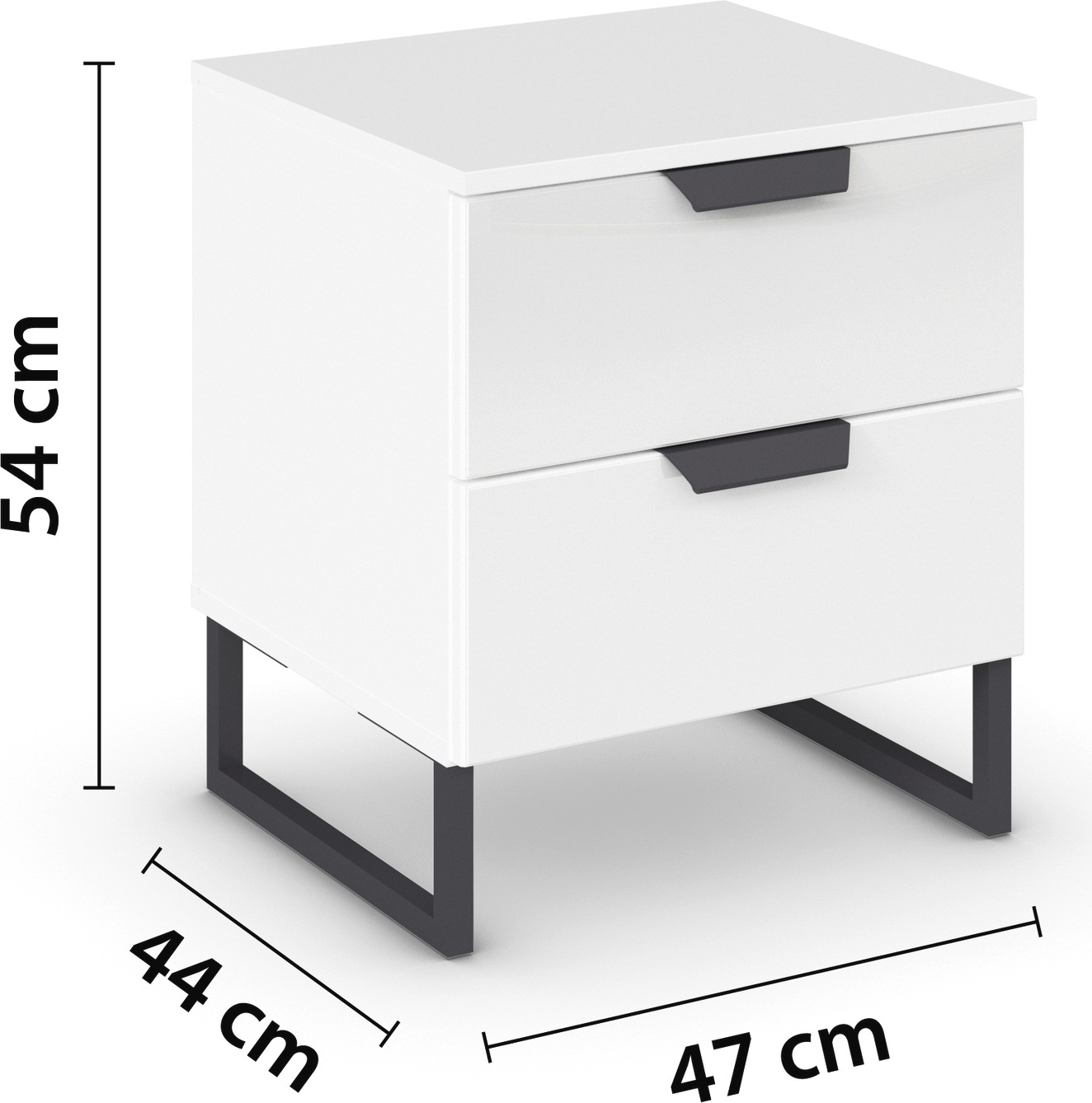 rauch Nachtkommode »Modern by Aditio«, mit Glasfront und Kufenfuß, 2 Schubladen mit Softclose-Funktion