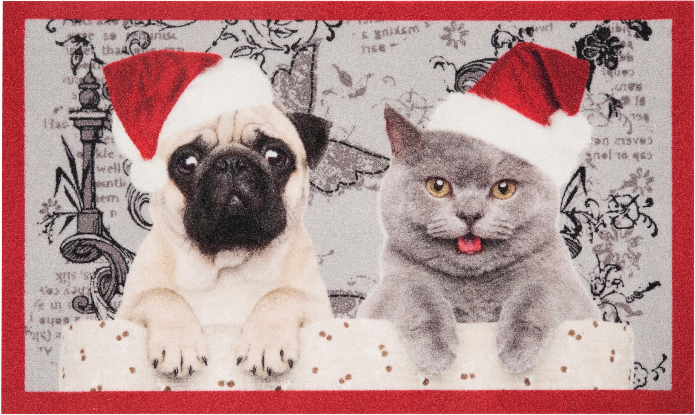 HANSE Home Fußmatte »Christmas Cat Rutschfest, Weihnachten, online Dog«, OTTO Motiv rechteckig, Hund Katze, Waschbar bei & Pflegeleicht